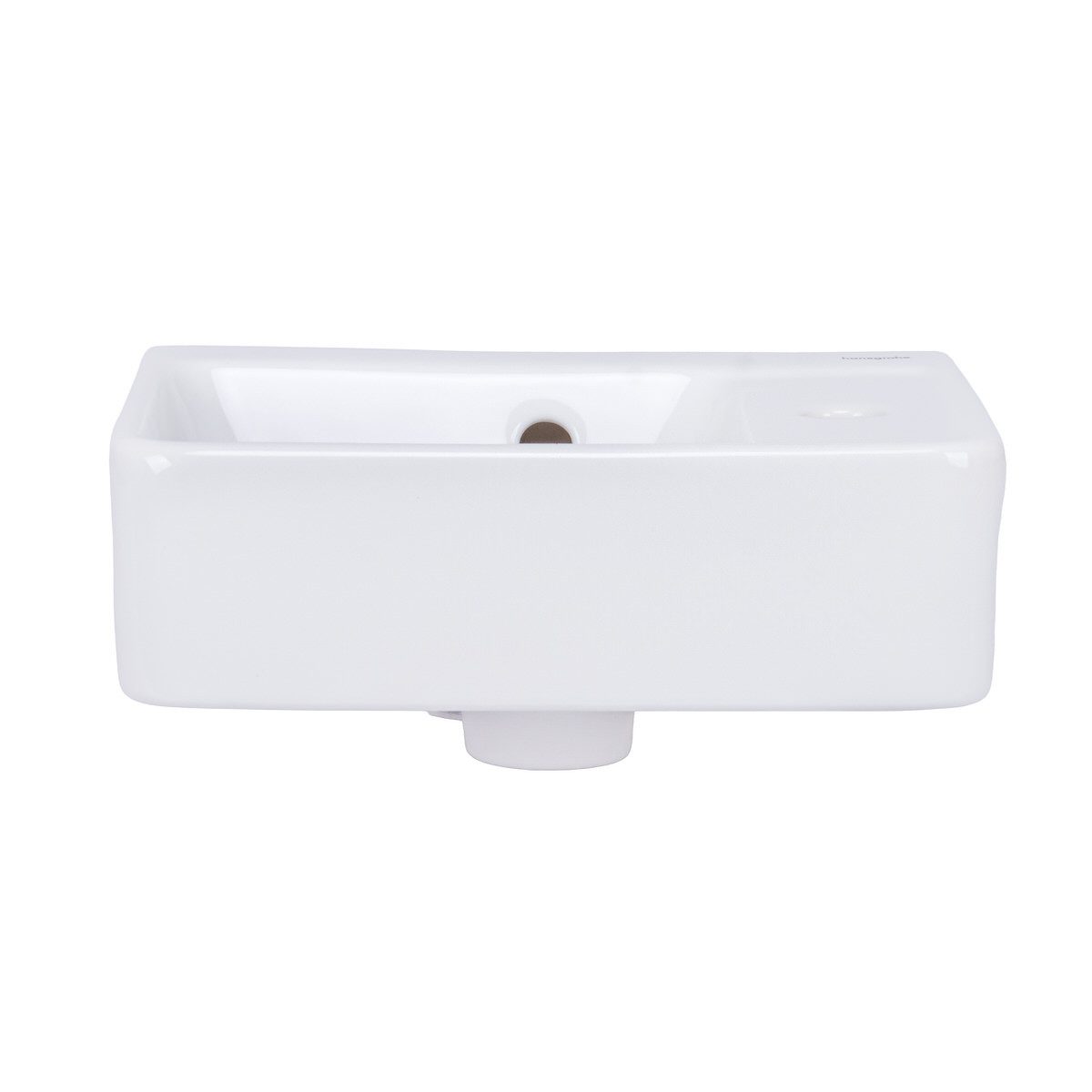 hansgrohe Waschbecken Xanuia Q in 36x25 oder 45x34 cm Weiß glänzend mit Überlauf & Hahnloch, Wandmontage rechteckig hochwertig Keramik Waschtisch Bad