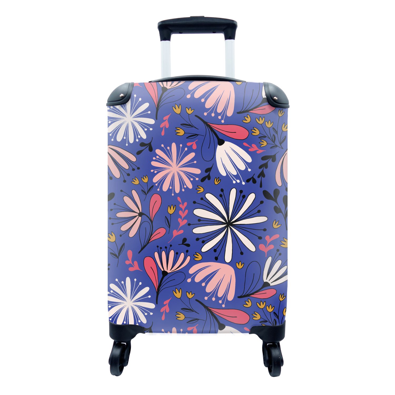 MuchoWow Handgepäckkoffer Muster - Abstrakt - Blumen, 4 Rollen, Reisetasche mit rollen, Handgepäck für Ferien, Trolley, Reisekoffer