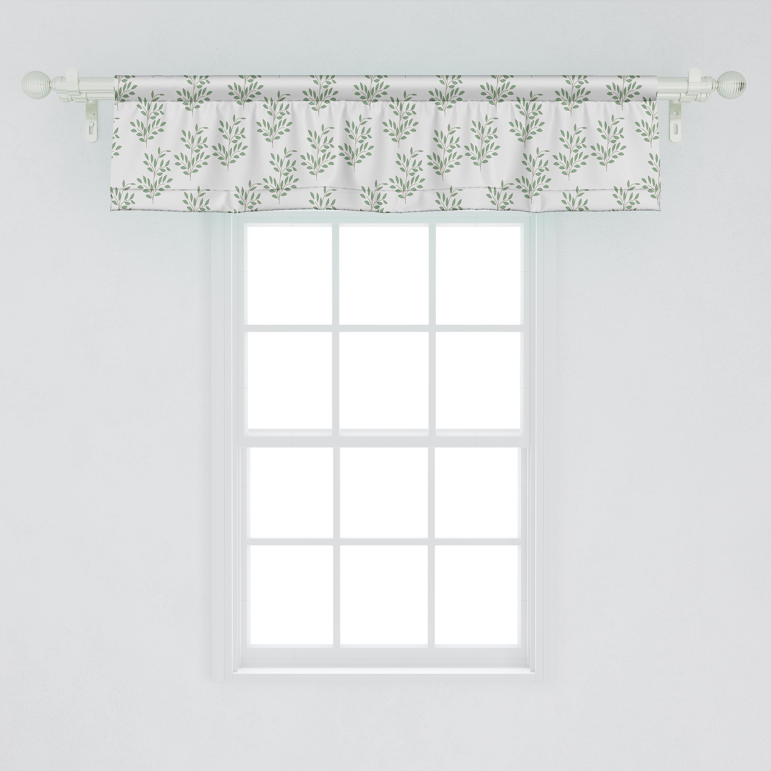 Kunst Microfaser, Küche Vorhang Abakuhaus, mit Blumen Volant für Zweig Botanischer Dekor Scheibengardine Stangentasche, Zweige Schlafzimmer