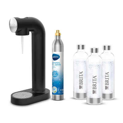 BRITA Wassersprudler sodaONE (Bundle schwarz), (1x BRITA Wassersprudler inkl. 1x CO2-Zylinder & 3x Sprudlerflasche), inkl. 3 PET-Flasche und 1 CO2-Zylinder