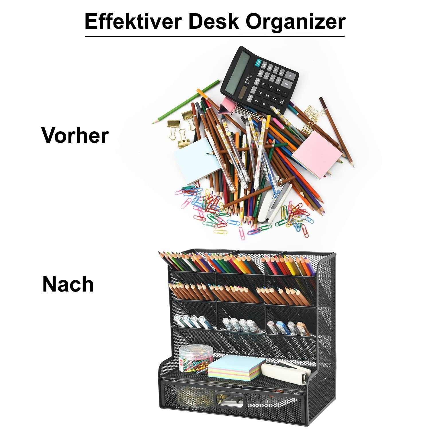 GelldG Organizer Mesh-Schreibtisch-Organizer, multifunktionaler Stifthalter