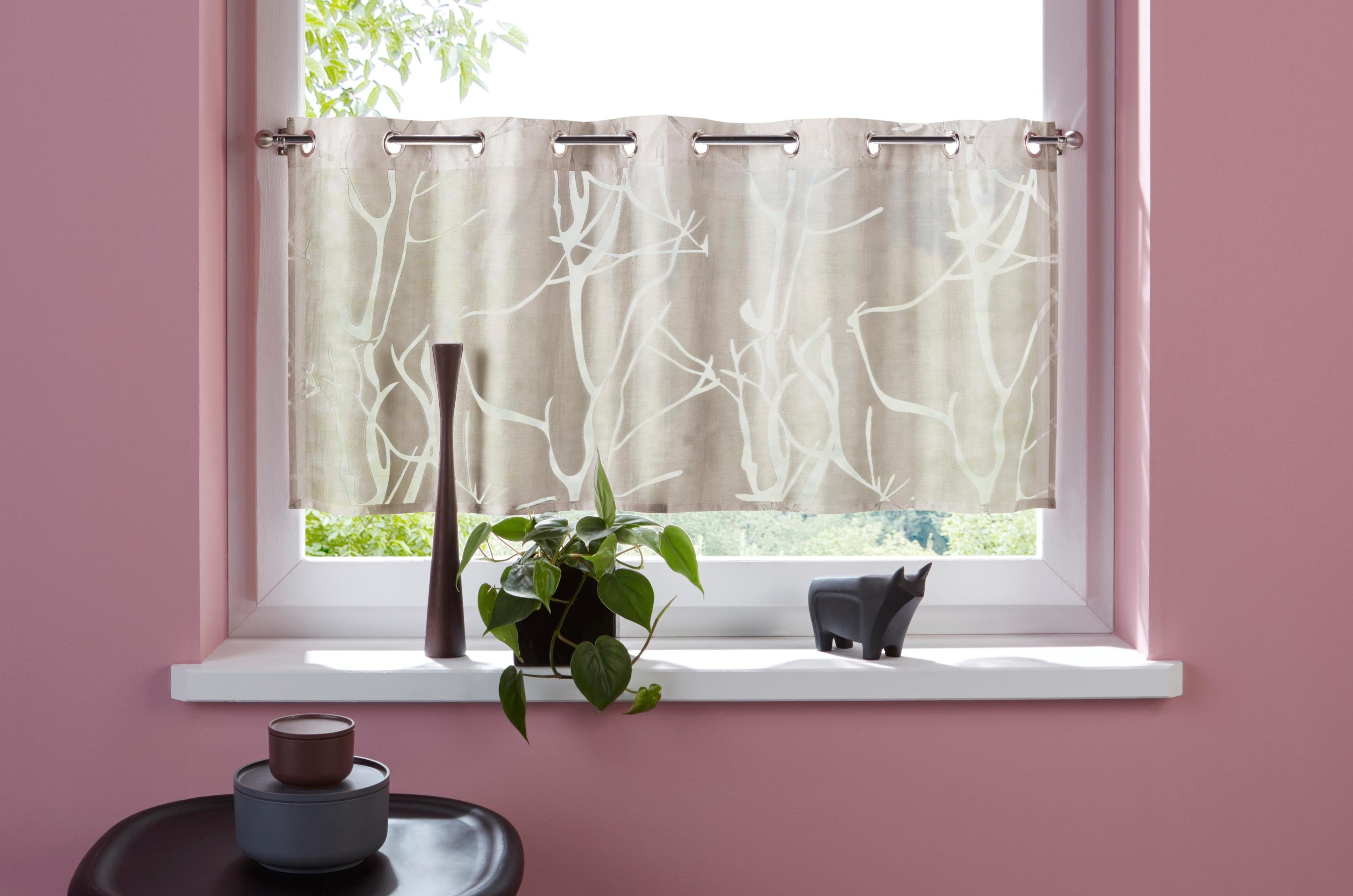 my home Scheibengardine Anna (1 St), Ösen, halbtransparent, Ausbrenner, Vis günstig online kaufen