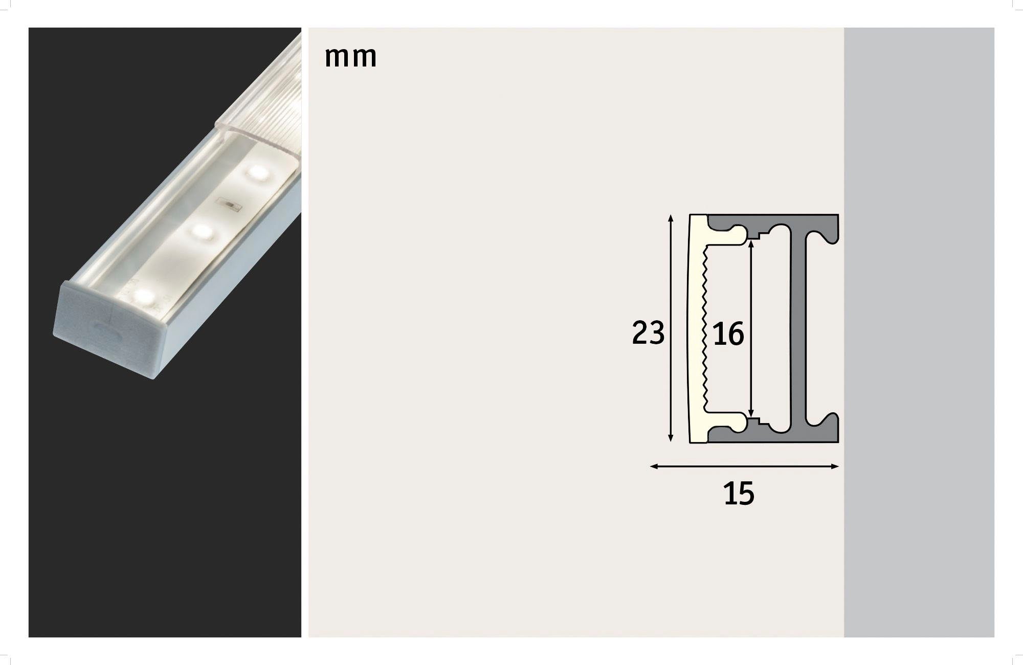 Paulmann LED-Streifen Diffusor eloxiert mit Square 1m Alu Profil