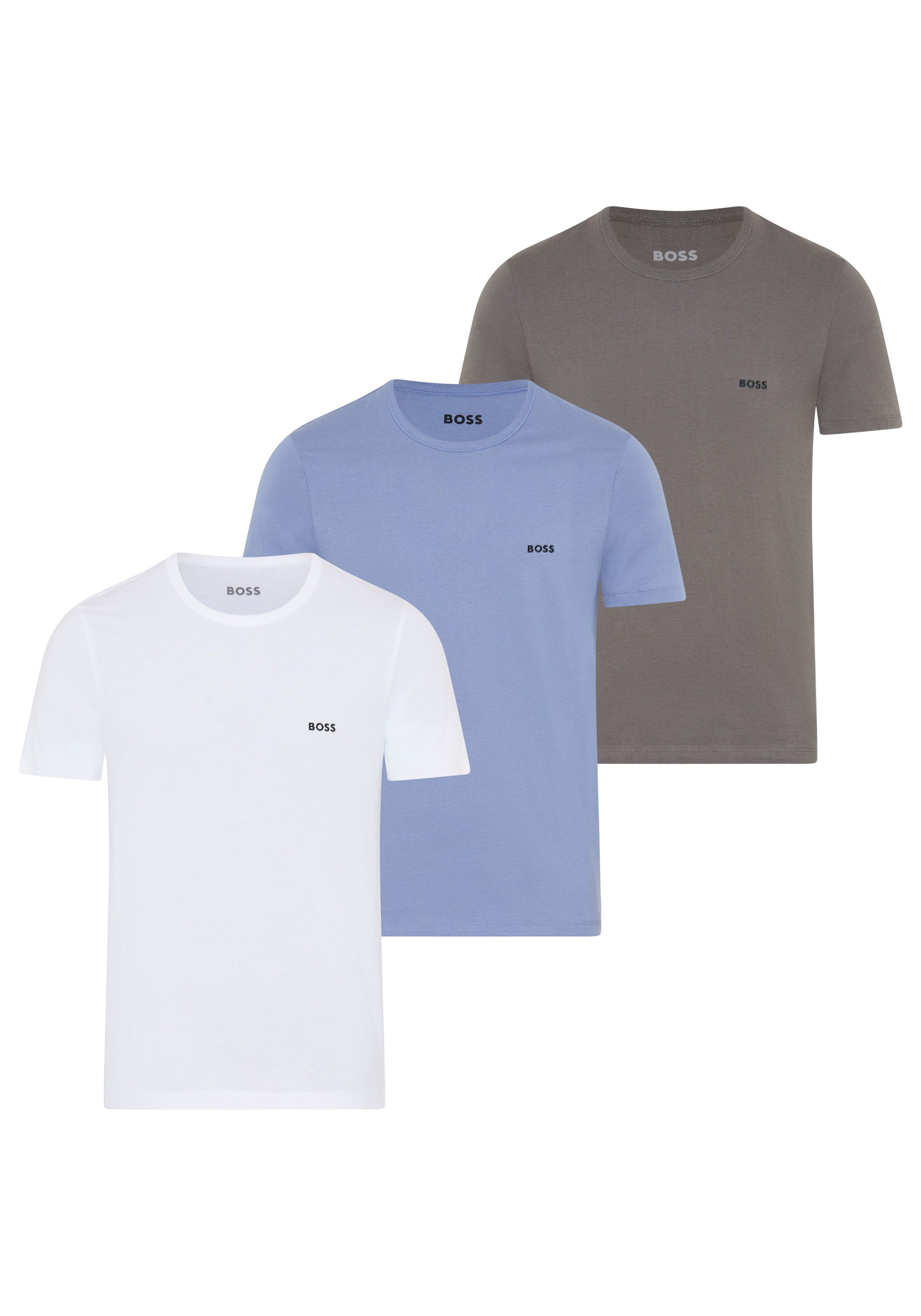 BOSS T-Shirt TShirtRN 3P Classic (Packung, 3-tlg) mit BOSS Stickerei