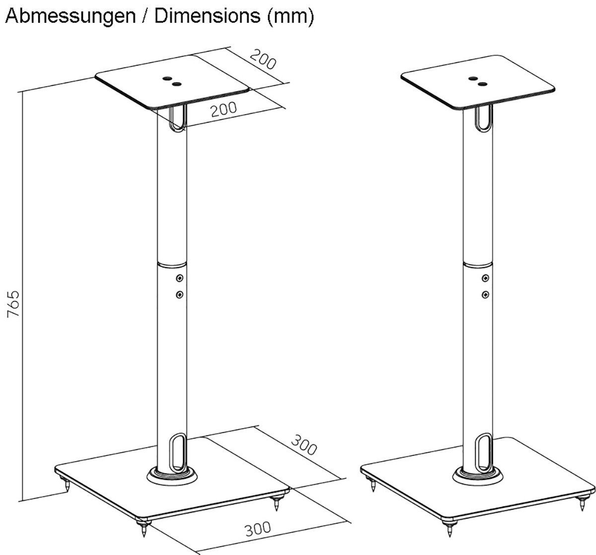 HALTERUNGSPROFI Lautsprecherständer LSTSL4-B / LSTSM4-B, (Höhe 76,5cm, bis 25kg/Stück)