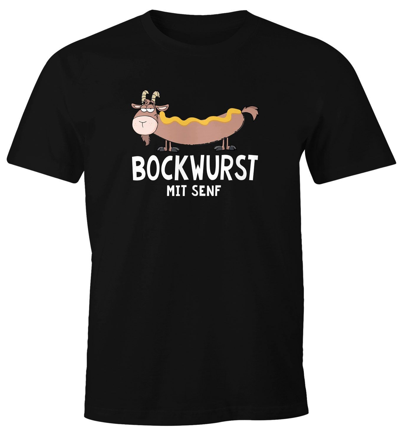 MoonWorks Print-Shirt Herren T-Shirt Grillen Ziege Bock Wurst mit Senf Witz günstig online kaufen