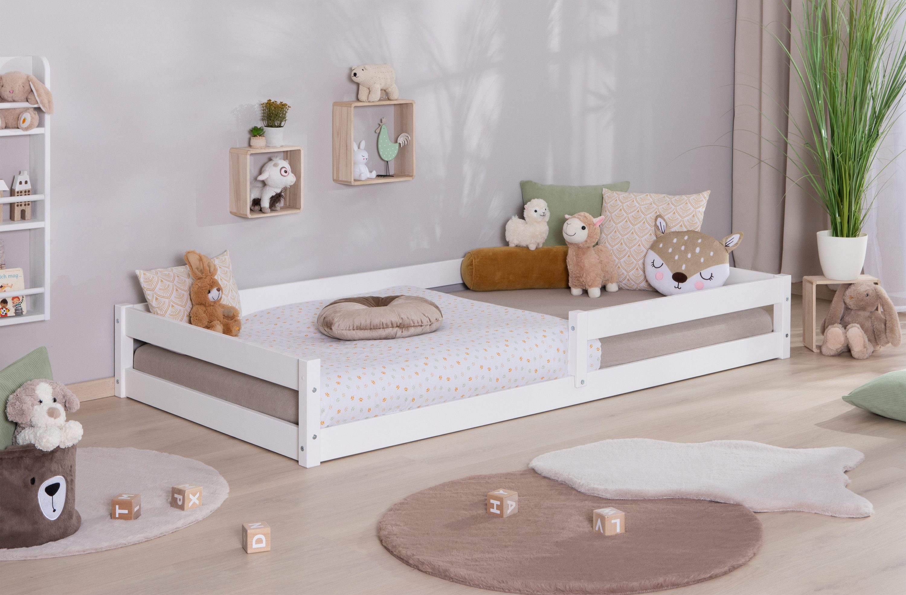 Ticaa Bettgestell Bodenbett „Emi“, Kinderbett, Jugendbett