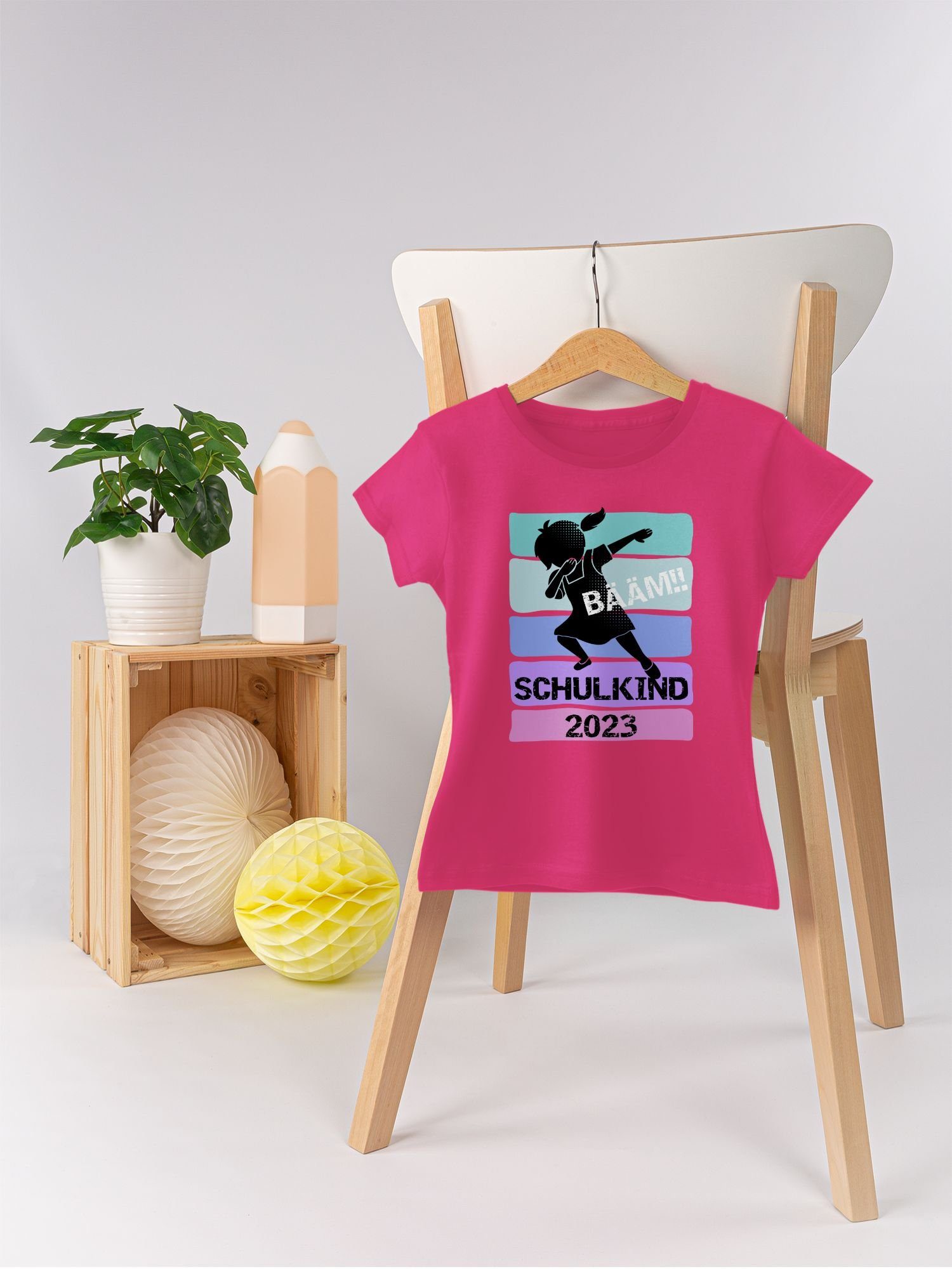 Mädchen Bääm!! Fuchsia Shirtracer Einschulung T-Shirt 02 Mädchen 2023 Schulkind