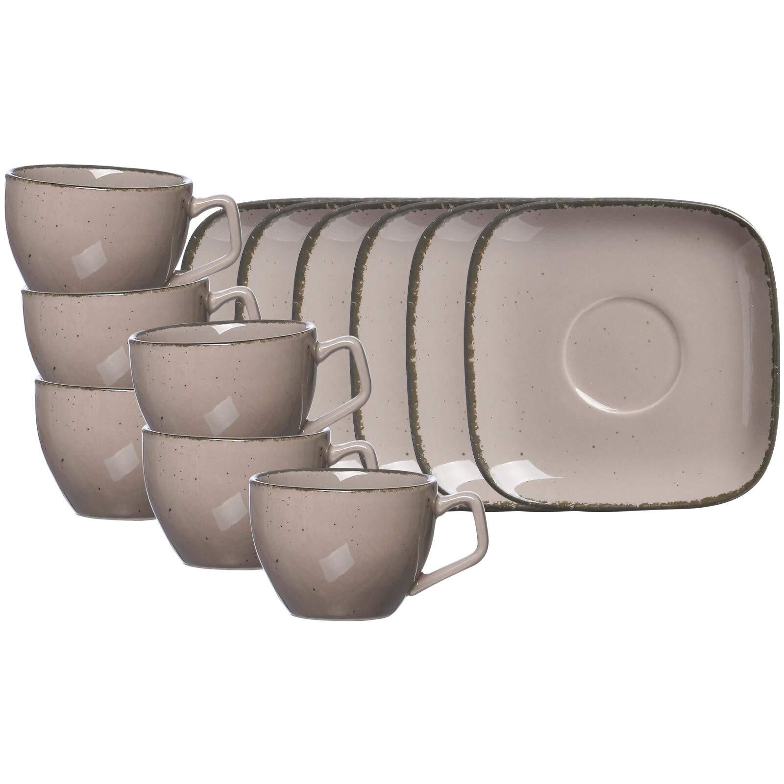 Ritzenhoff & Breker Tasse Casa Чашки для эспрессо mit Untertassen 80 ml 6er Set, 12-tlg., Porzellan