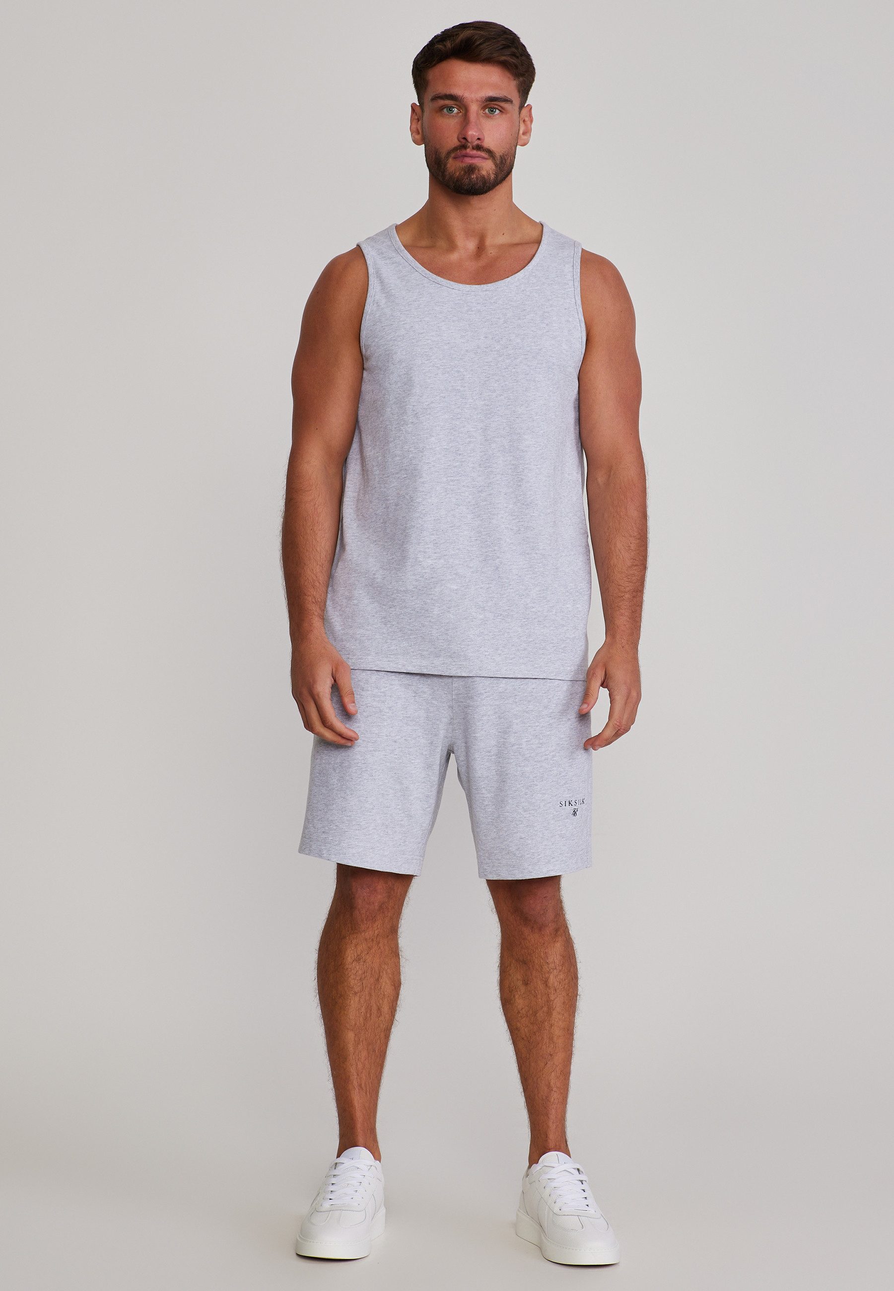 Siksilk Sweatanzug SikSilk Herren Grau Marl Vest and Shorts Set