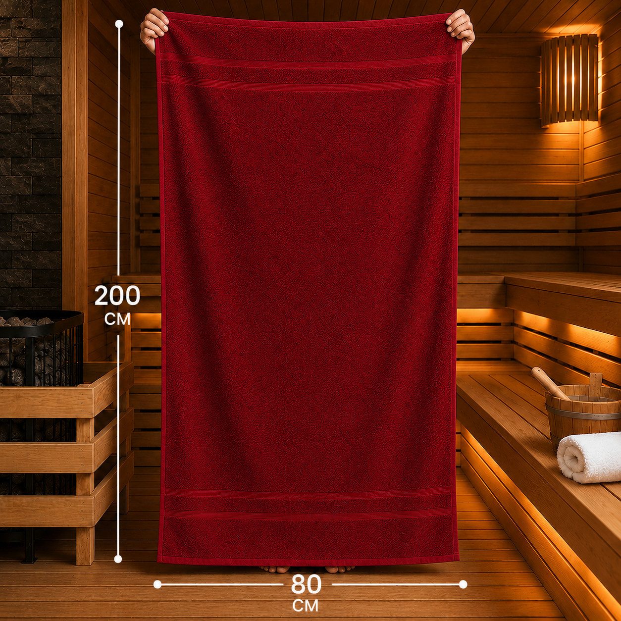 Komfortec Saunatuch 2er Set extra Große - Premium Badetuch - 80x200 XXL, Frottee (2-St), extra Große, 100% Baumwolle, Weich, Schnelltrocknend