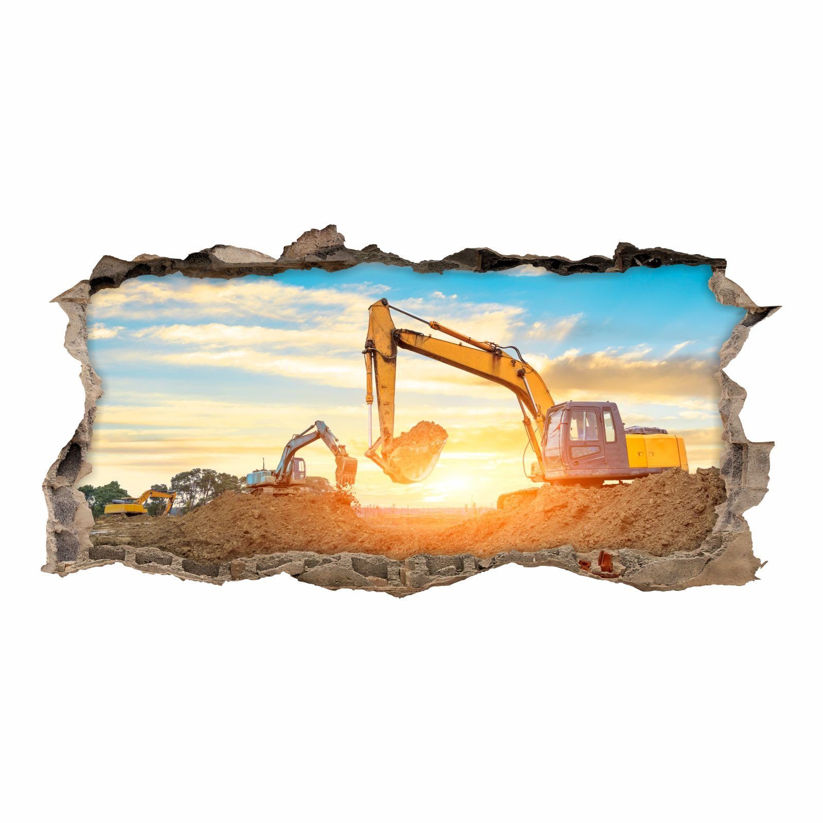 nikima Wandtattoo 177 Wandtattoo Bagger - Loch in der Wand - 750 x 380 mm ( günstig online kaufen