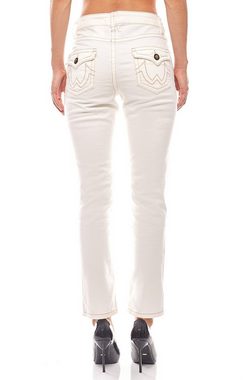 heine Regular-fit-Jeans Frauen Sommer-Jeans Hose Trend Jeans Damen Kurzgrößen Travel Couture Weiß