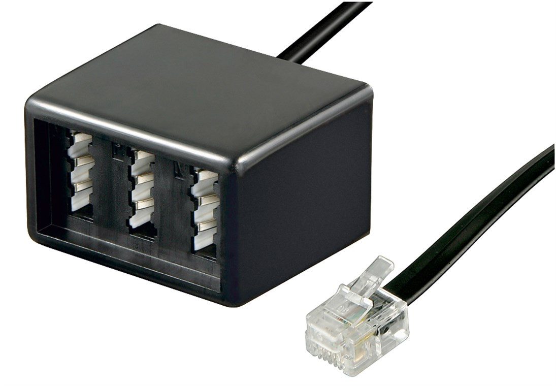 Goobay Goobay TAE Telefon Adapter Stecker - 3x TAE N/F/F- Buchse > RJ11/RJ14 USB-Ladegerät