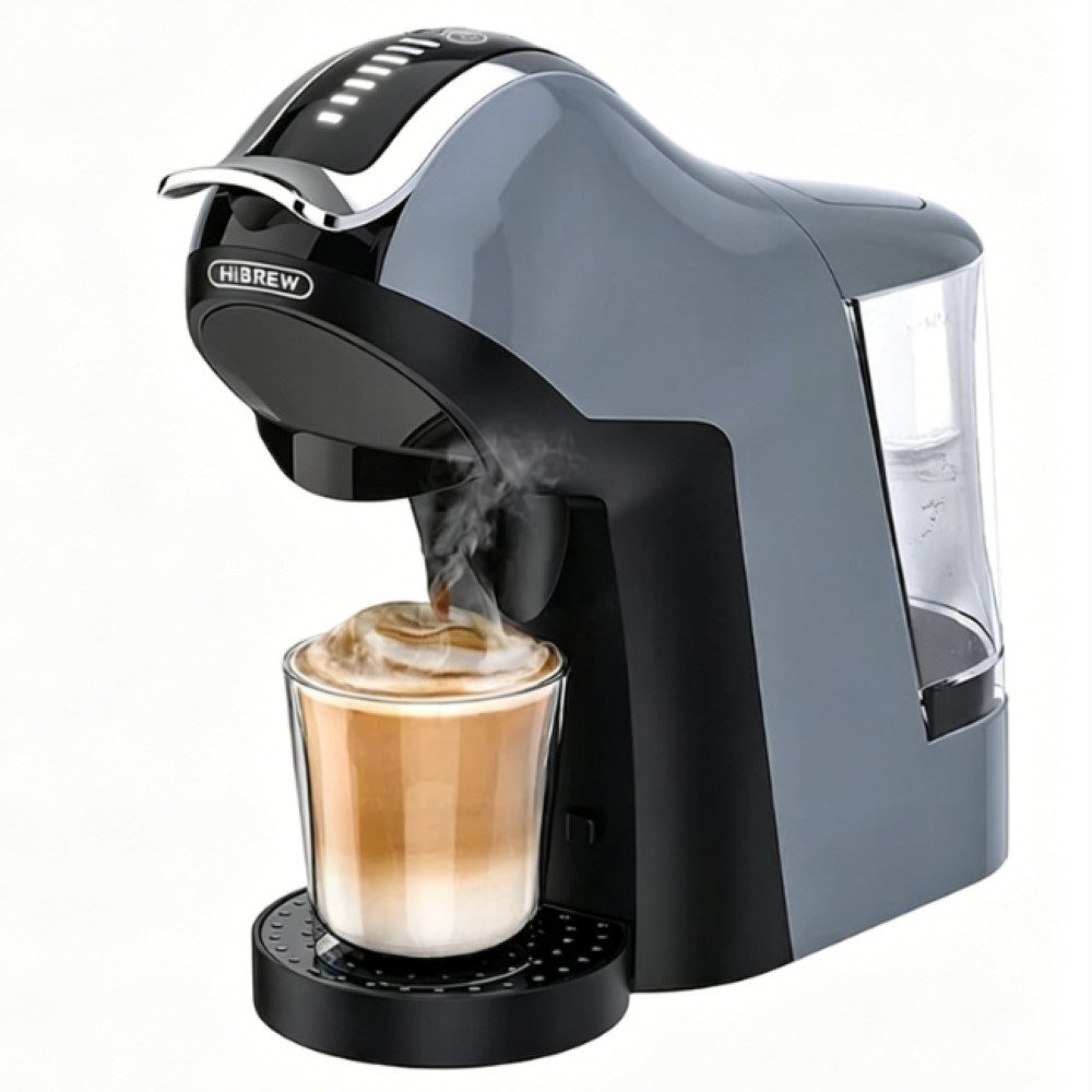 HiBREW Siebträgermaschine H17-BK Professionelle Kaffeemaschine 20 Bar, Edelstahlfilter, Vielseitig kompatibel, 7-stufige Wassermengenanpassung, schwarz