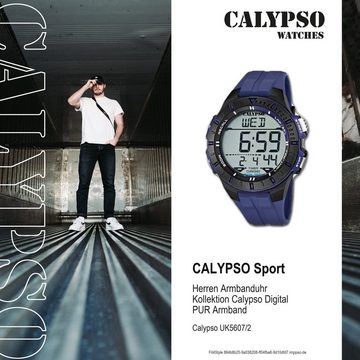 CALYPSO WATCHES Digitaluhr Calypso Herren Uhr Sport K5607/2, Herren Armbanduhr rund, PURarmband blau, Sport