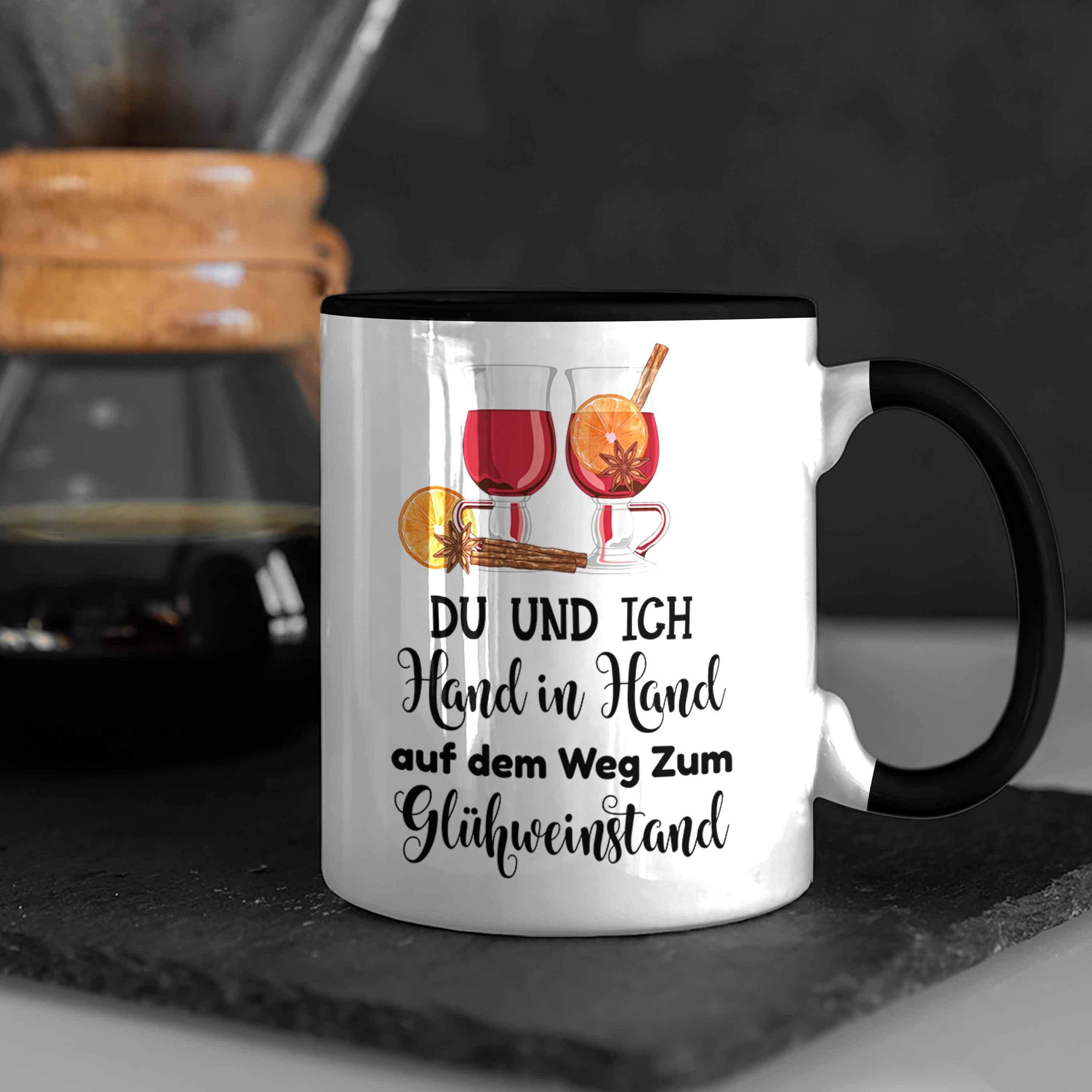 Henkel Hand Trendation Doppelwandig Hand Lustig Tasse Glühweinstand - In Glühweintassen Glühwein Tasse - Zum Spruch Schwarz Tassen Geschenk Glühweinbecher Becher mit Weihnachtsmarkt Gläser Trendation