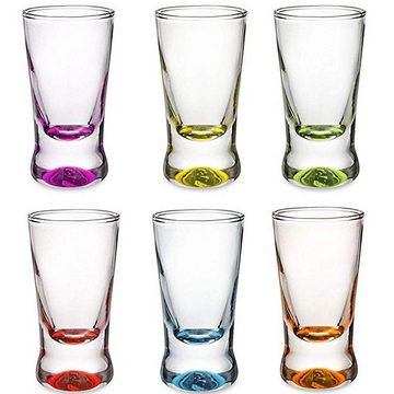 PLATINUX Schnapsglas Shotgläser, Glas, Set 6 Teilig bunt Schnapsgläser 2,5cl Tequilagläser Wodkagläser Pinnchen