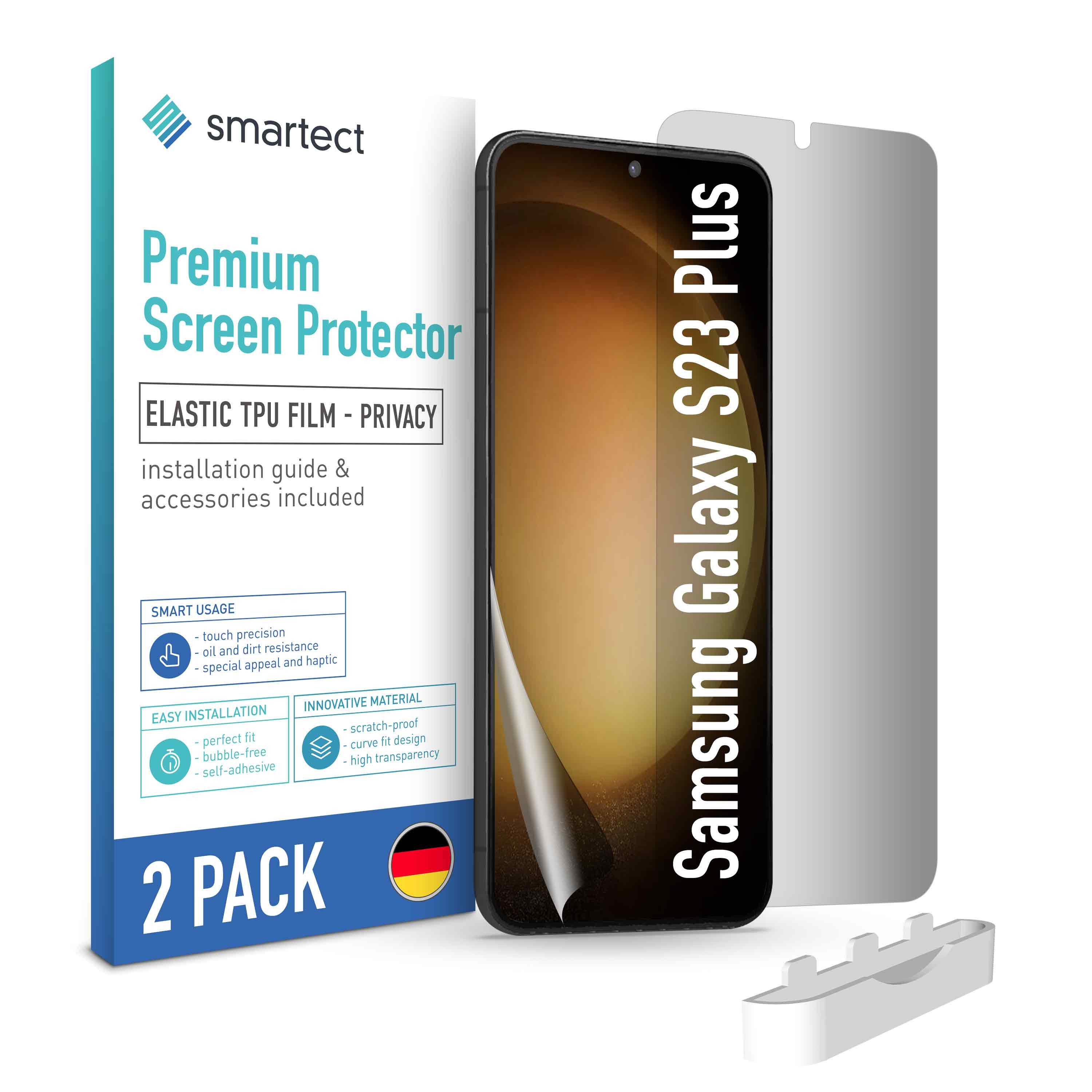smartect Displayschutzfolie TPU Sichtschutzfolie für Samsung Galaxy S23 Plus, Set, 2 Stück, Panzerfolie Blickschutz Displayfolie Anti Spy