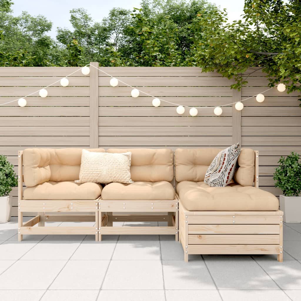 vidaXL Gartenlounge-Set 4-tlg. Garten-Sofagarnitur Massivholz Kiefer, günstig online kaufen