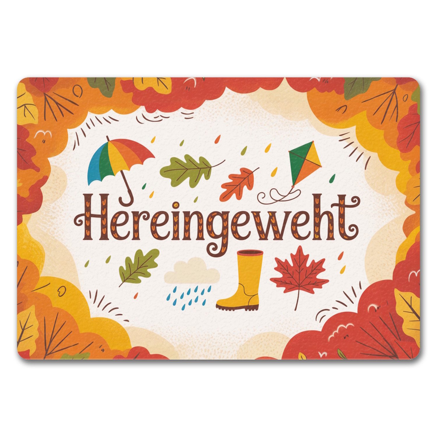 Fußmatte Hereingeweht Fußmatte in 35x50 cm ohne Rand mit Herbstmotiven