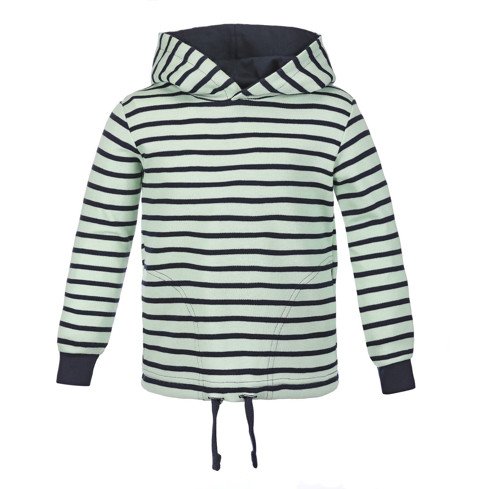 modAS Kapuzenpullover (1-tlg) Bretonisches Kinder Kapuzenshirt - Longsleeve gestreift aus Baumwolle (86) lindgrün / marine