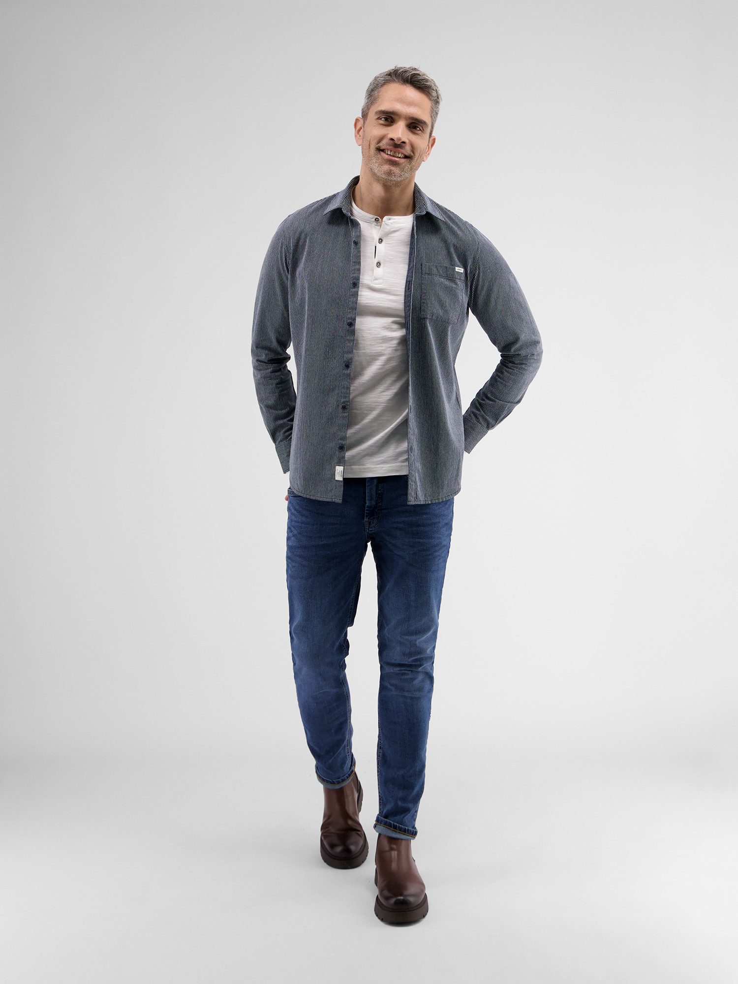 LERROS Langarmhemd LERROS Gestreiftes Herrenhemd, langarm