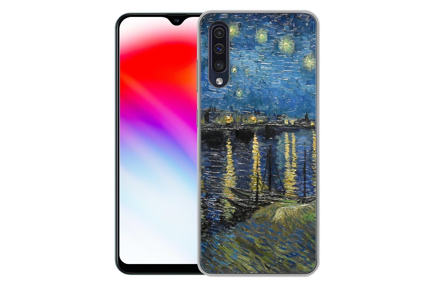 MuchoWow Handyhülle für Samsung Galaxy A50 Sternennacht über der Rhone - Van Gogh - Kunst, Smartphone-Bumper, Print, Handy Schutzhülle Dünn