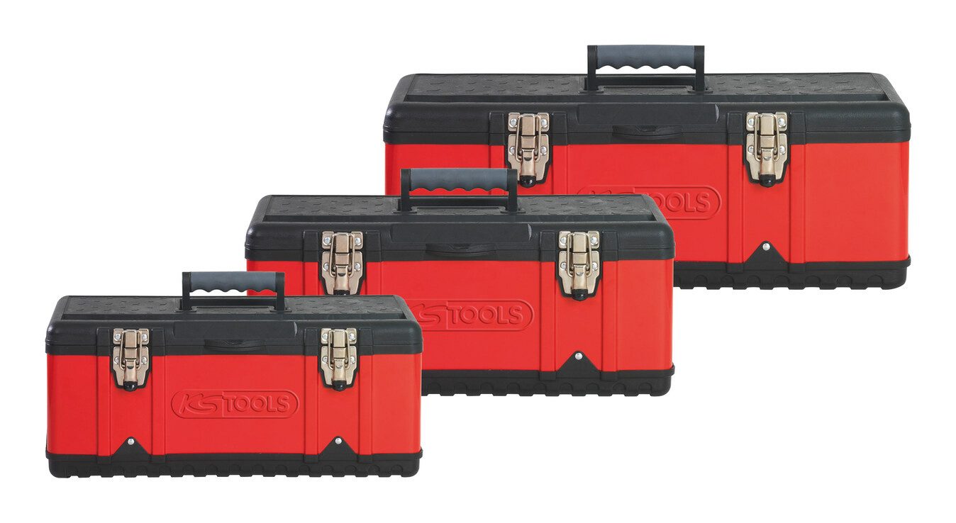 KS Tools Werkzeugbox (3 St), Kunststoff-Stahlblech-Werkzeugkisten-Satz, 3-teilig