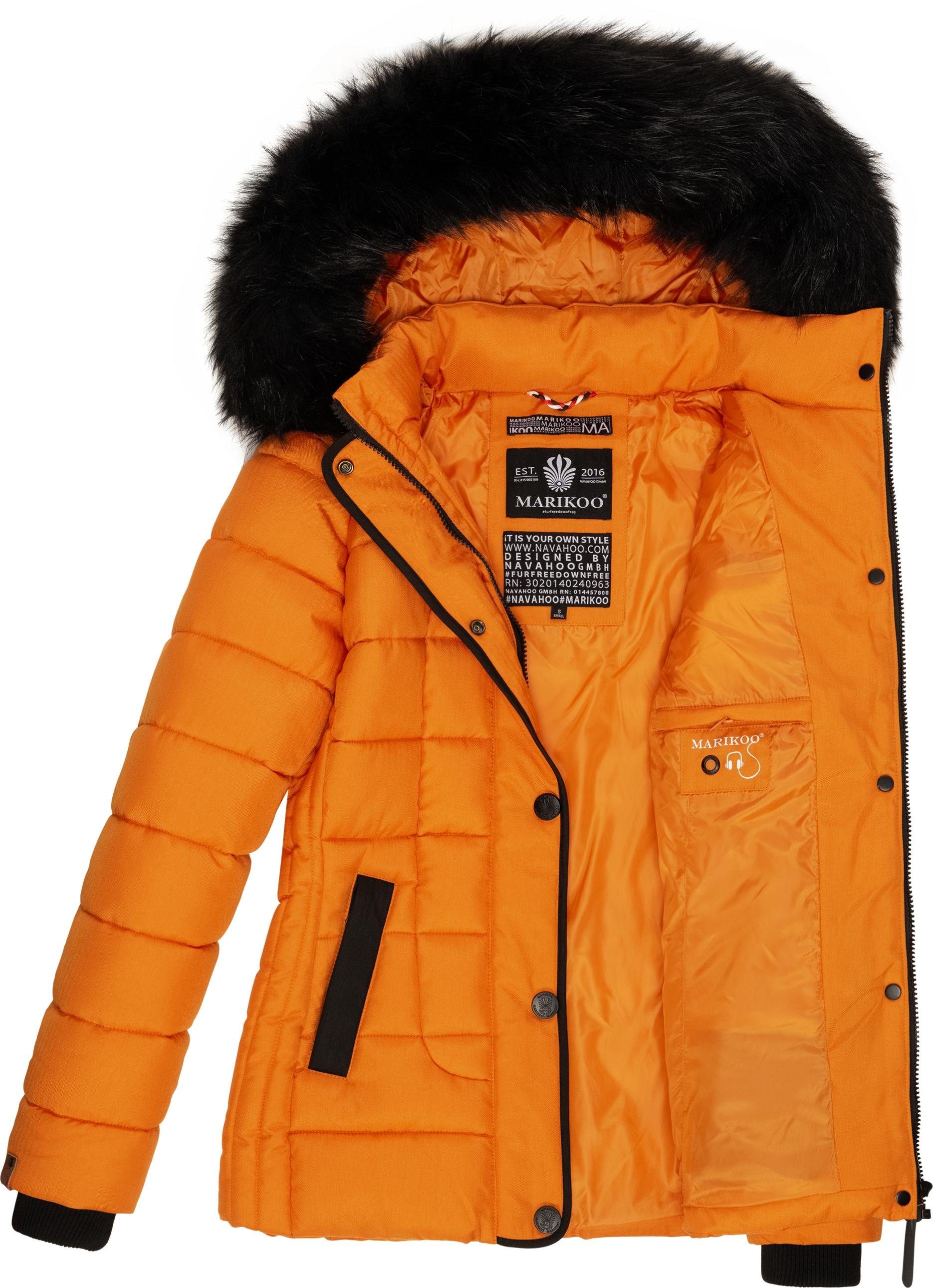 Marikoo Steppjacke Unique modische Winterjacke mit Kunstpelz-Kapuze