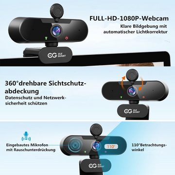 Insma EGC-C02 Full HD-Webcam (Full HD, 1080P, mit Mikrofon und Sichtschutz)