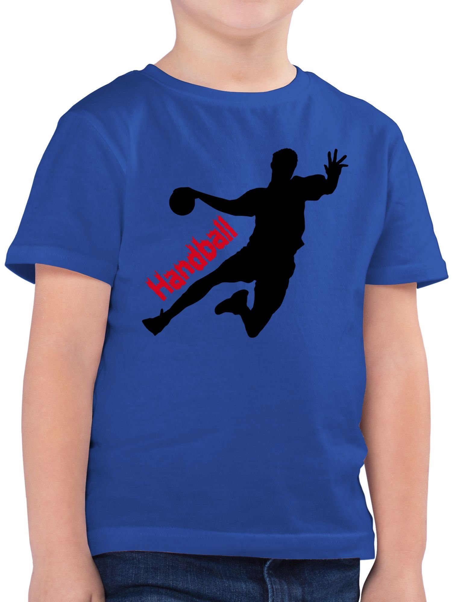 Shirtracer T-Shirt Handballer mit Schriftzug Kinder Sport Kleidung 1 Royalblau
