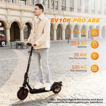 EVERCROSS TECH E-Scooter EV10KP mit Straßenzulassung (ABE), 10'' klappbarer Elektroroller, mit APP, 10,4AH Akku, MAX 20KM/H, duales Bremssystem