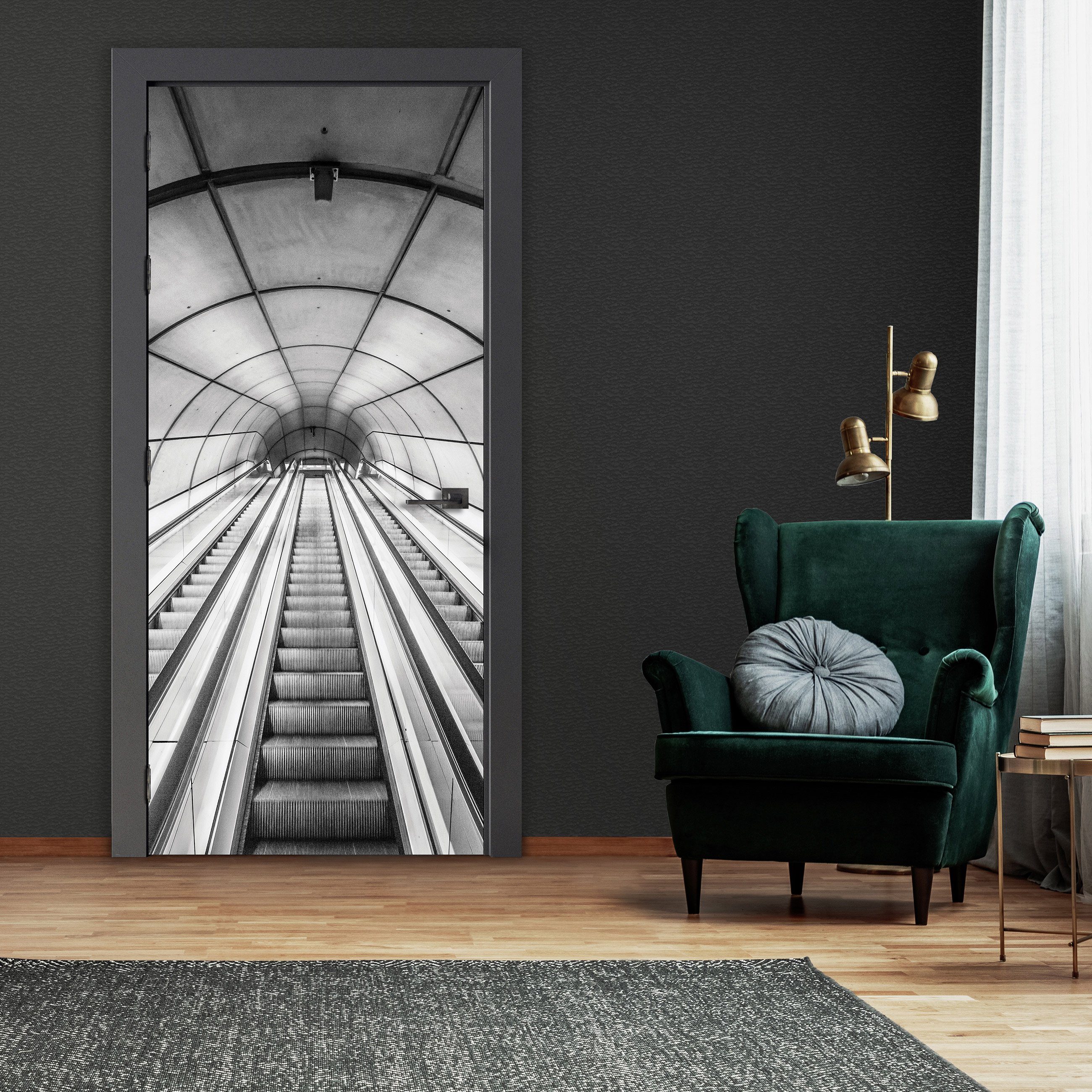 Wallarena Türtapete Selbstklebend Treppe 3D Glatt, 91x211 für Türtapete Fototapete Treppe, Tür, Türposter cm, Selbstklebend Effekt 3D-Optik, Türaufkleber Türfolie