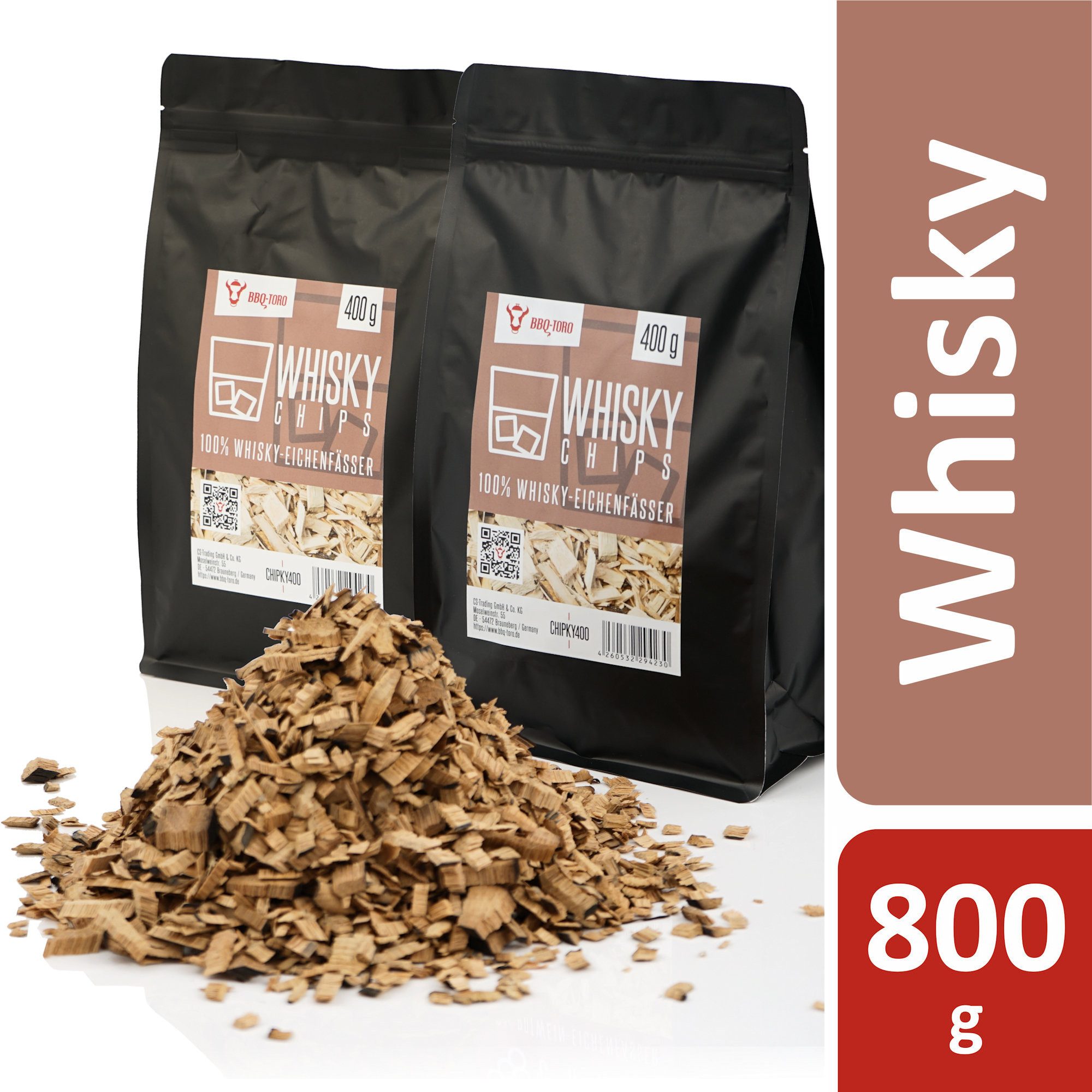 Räucherspäne BBQ-Toro Whisky Smoker Chips, 800 g, aus 100% Whisky-Eichenfässer