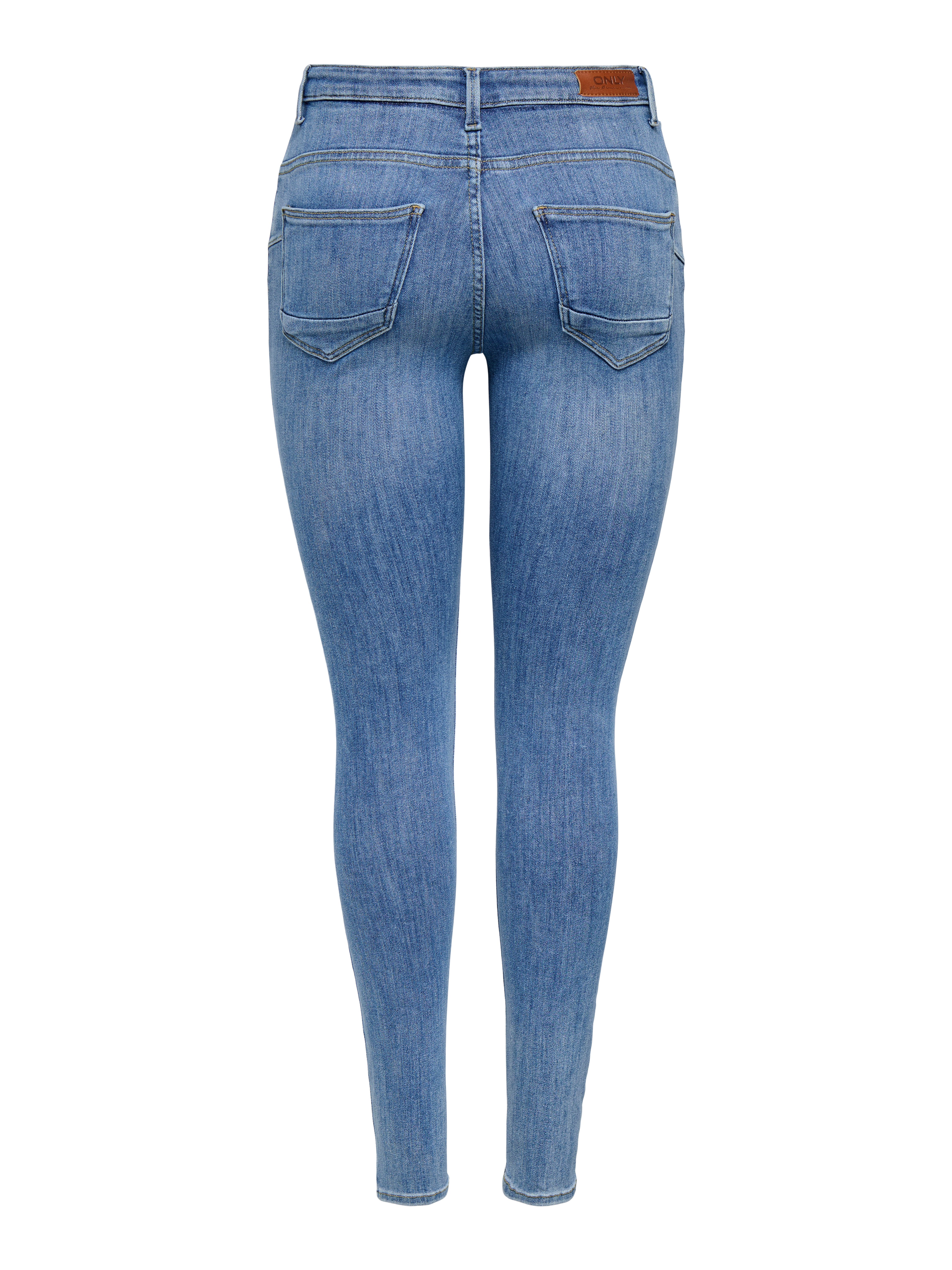 ONLY Skinny-fit-Jeans ONLPOWER MID SK PUSHUP KNEE CUT DNM mit Destroyed Det günstig online kaufen