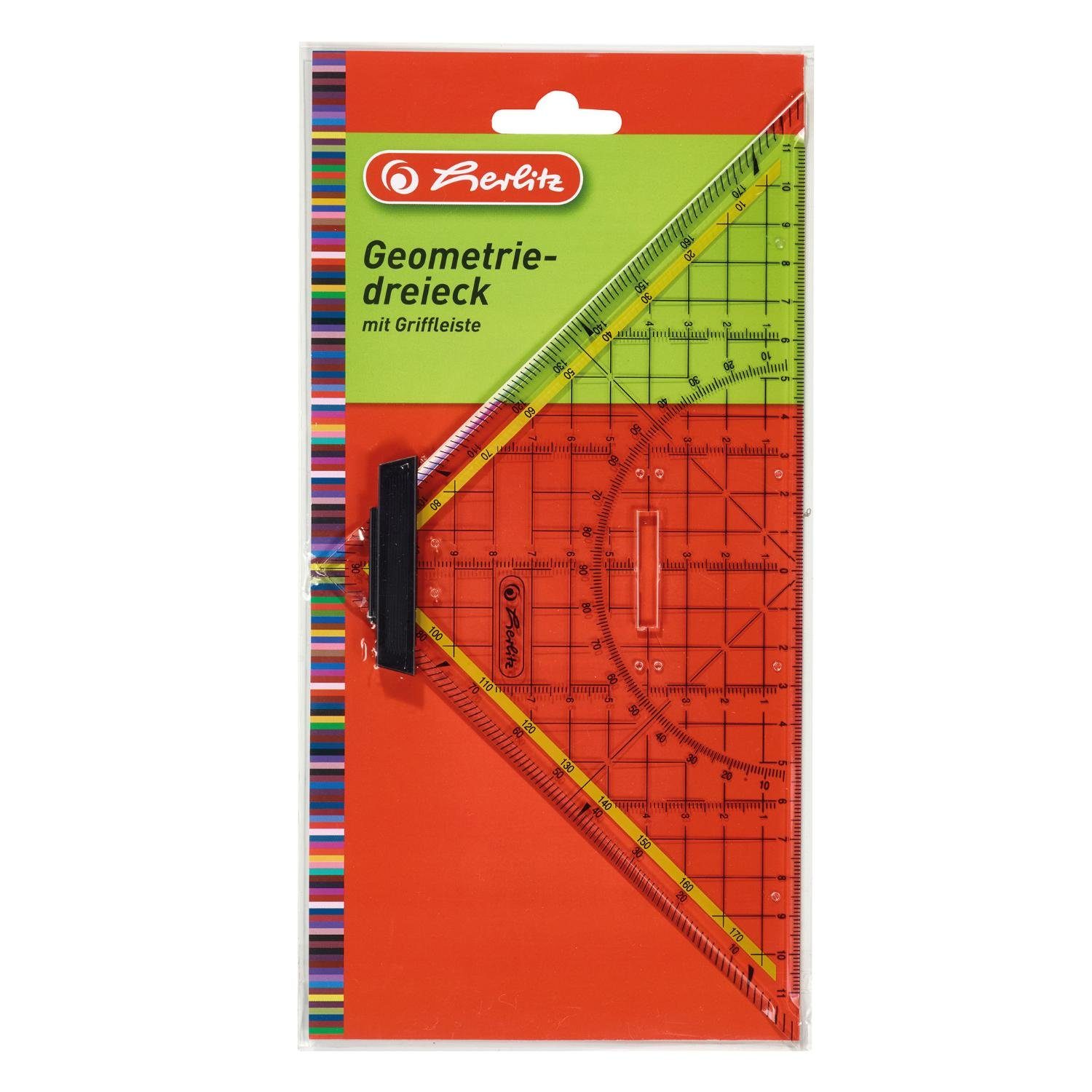 Herlitz Geodreieck herlitz Geodreieck, Hypotenuse: 220 mm, mit Griffleiste, transparent a