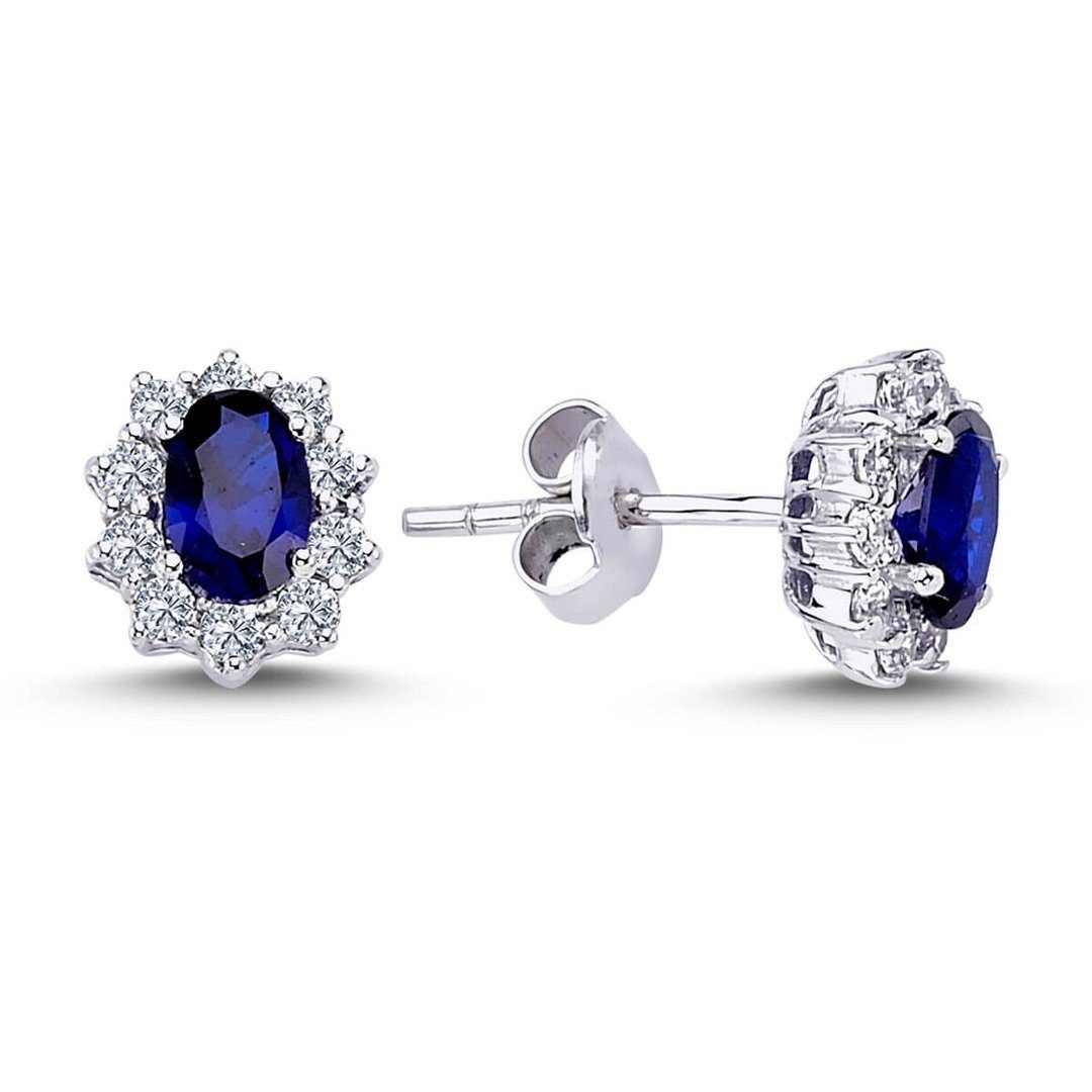 EinStein Diamant Paar Серьги Entourage Diamant Oval Saphir Серьги Weißgold, Diamant Серьги