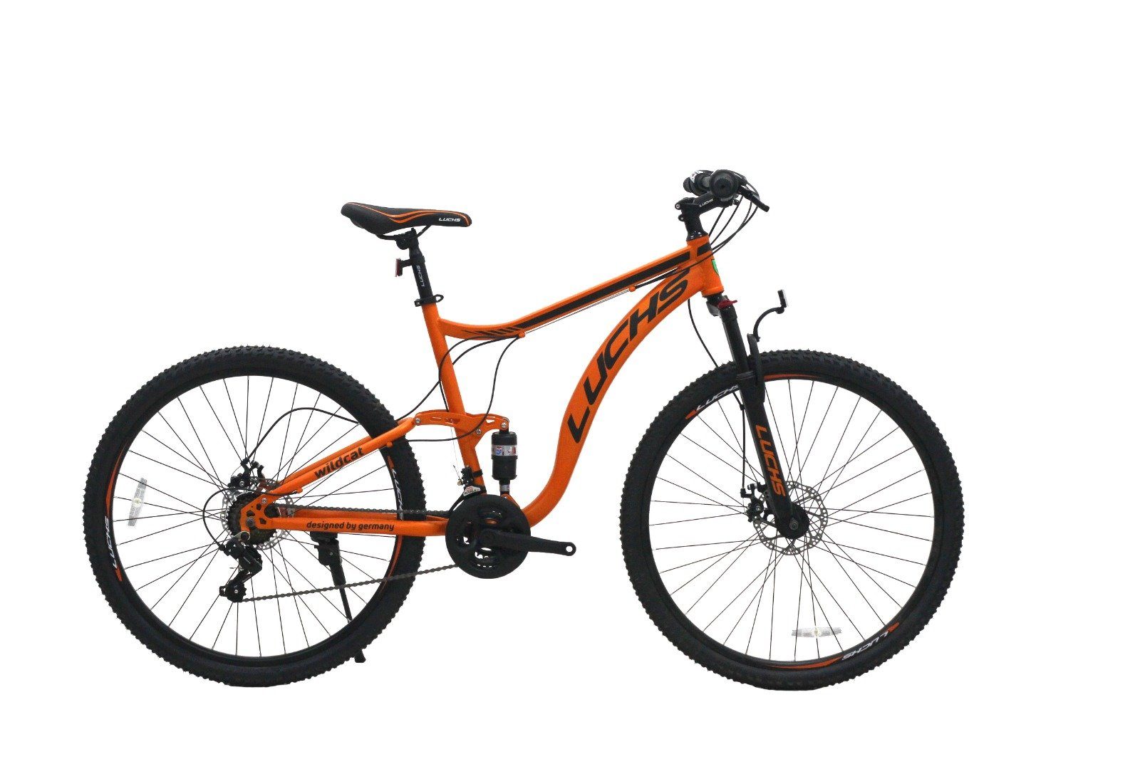 Full LUCHS 52cm / Mountainbike Fahrrad MTB / Rahmengröße Gang Orange / Federgabel, Zoll Suspension Fully Herren Lockout Shimano, 21 29 Mountainbike