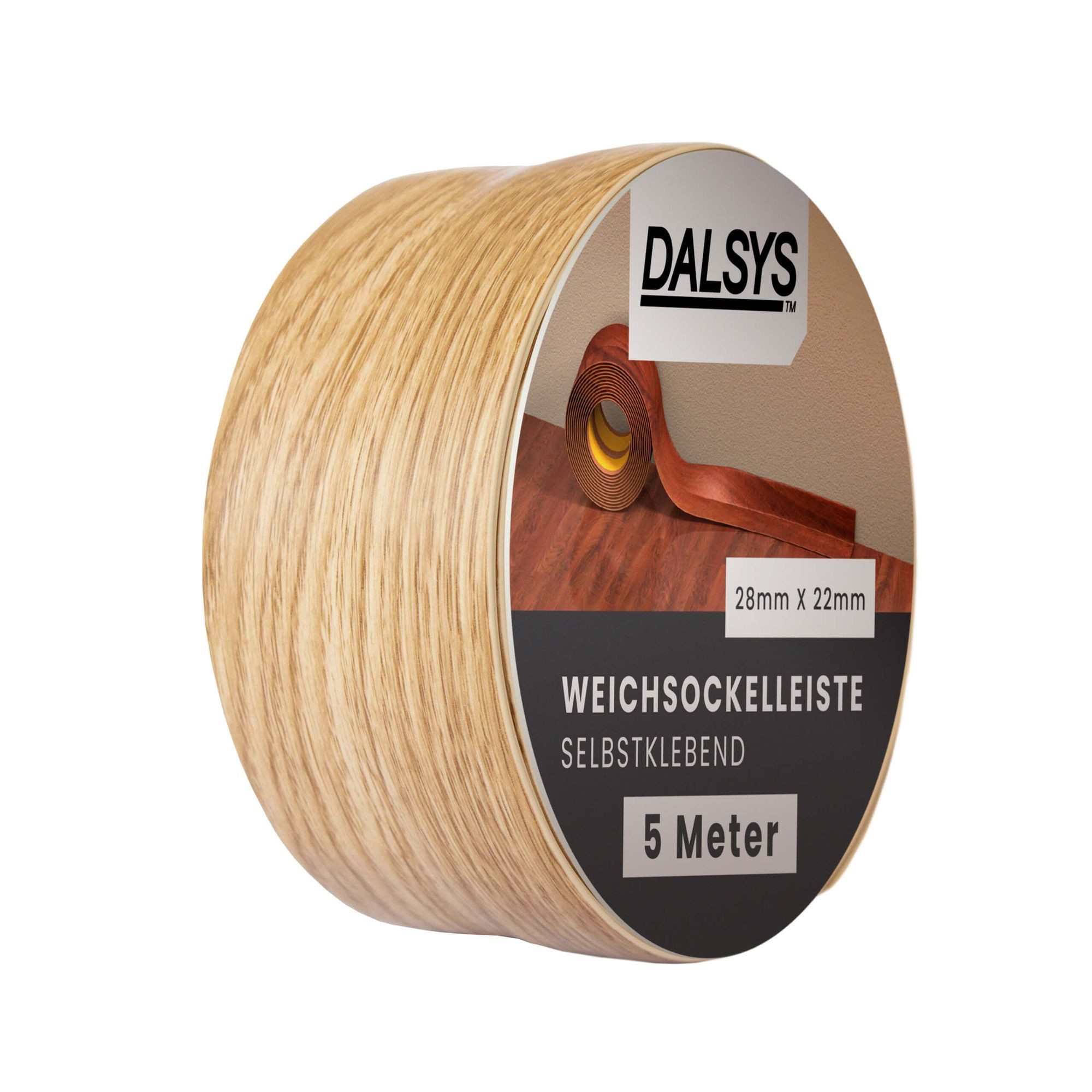 Dalsys Sockelleiste, L: 500 cm, Weichsockelleiste selbstklebend, 1-St., Klebeleiste, Abschlussleiste für Fugen in Wohnbereich, Küche, Bad
