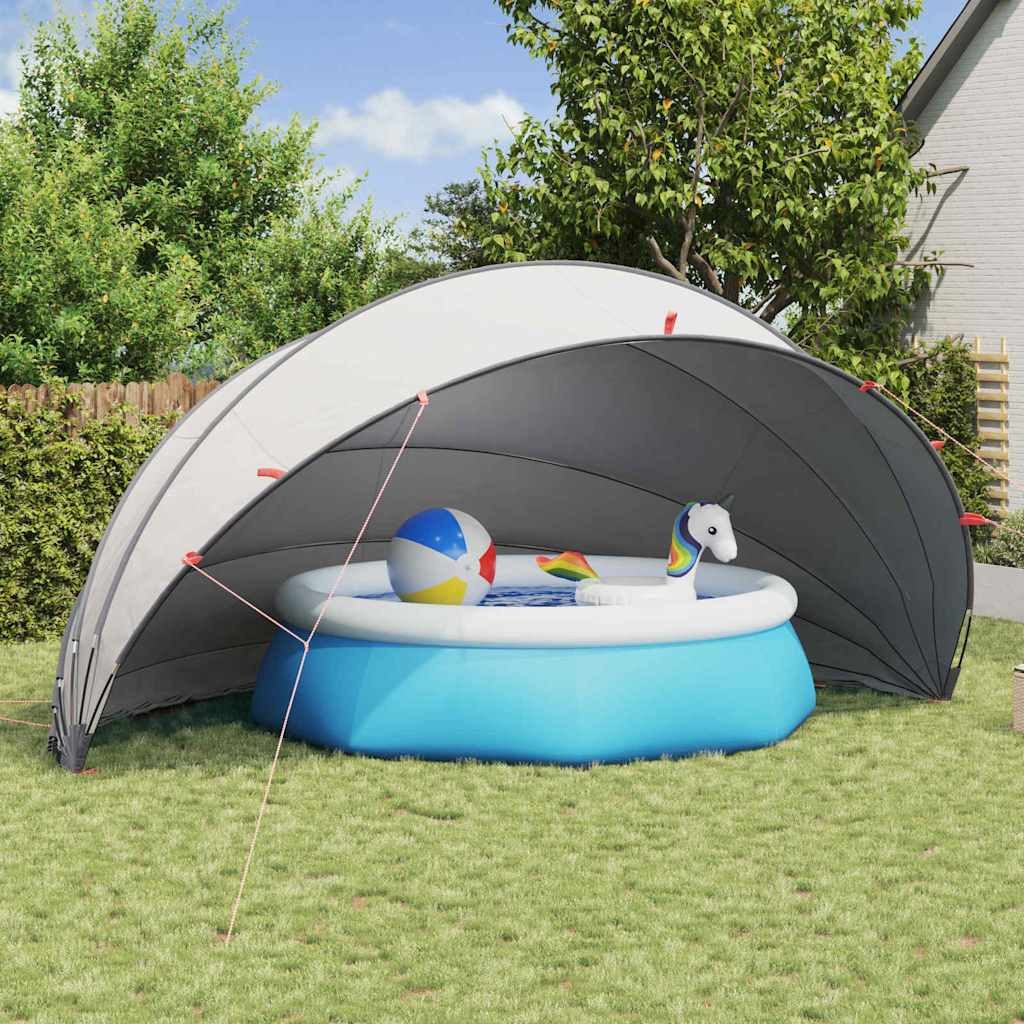 vidaXL Poolüberdachung, Pool-Dome Grau und Orange 592 x 590 x 275 cm