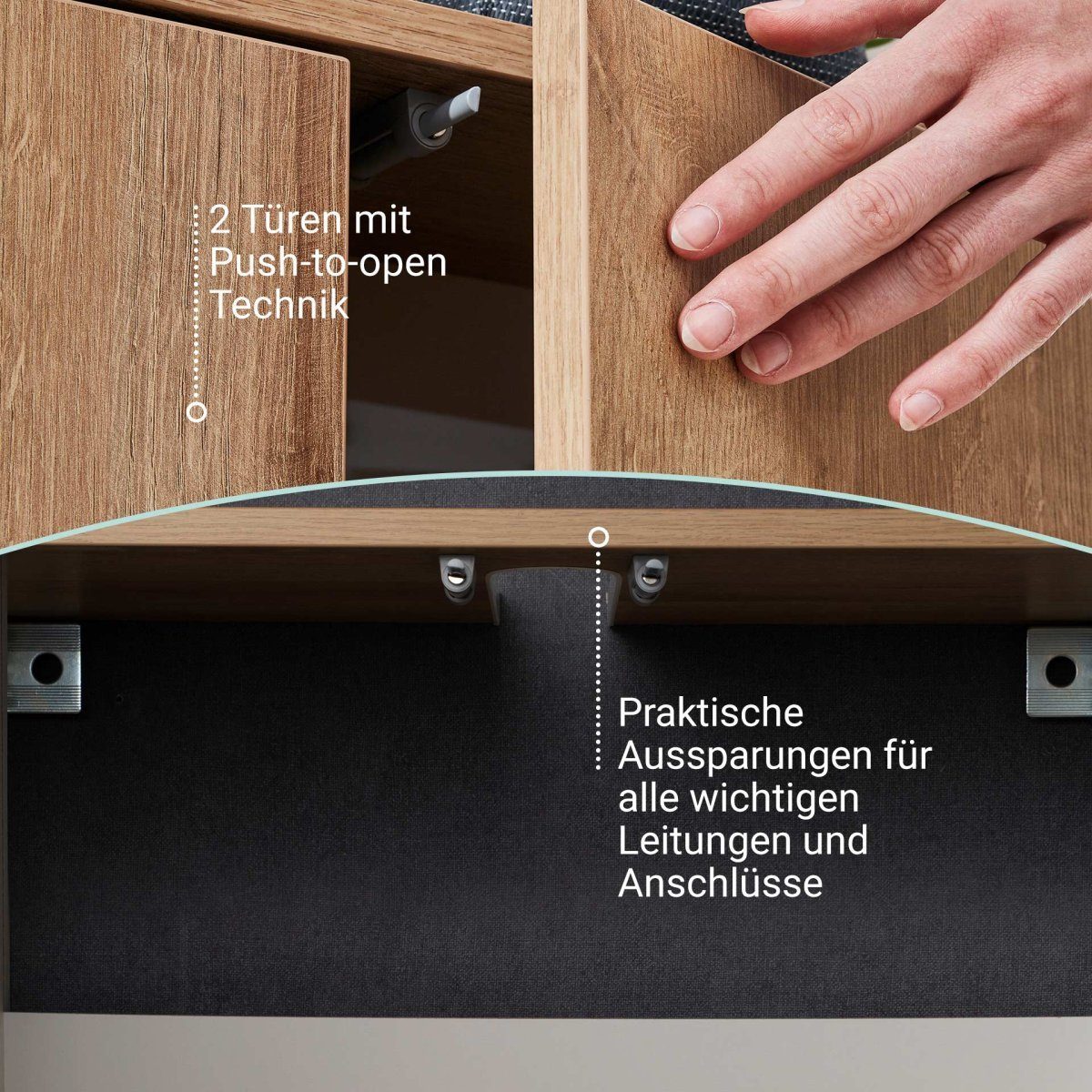 FACKELMANN Badmöbel-Set Finn Waschbeckenunterschrank 60 cm breit mit Füßen, hell braun