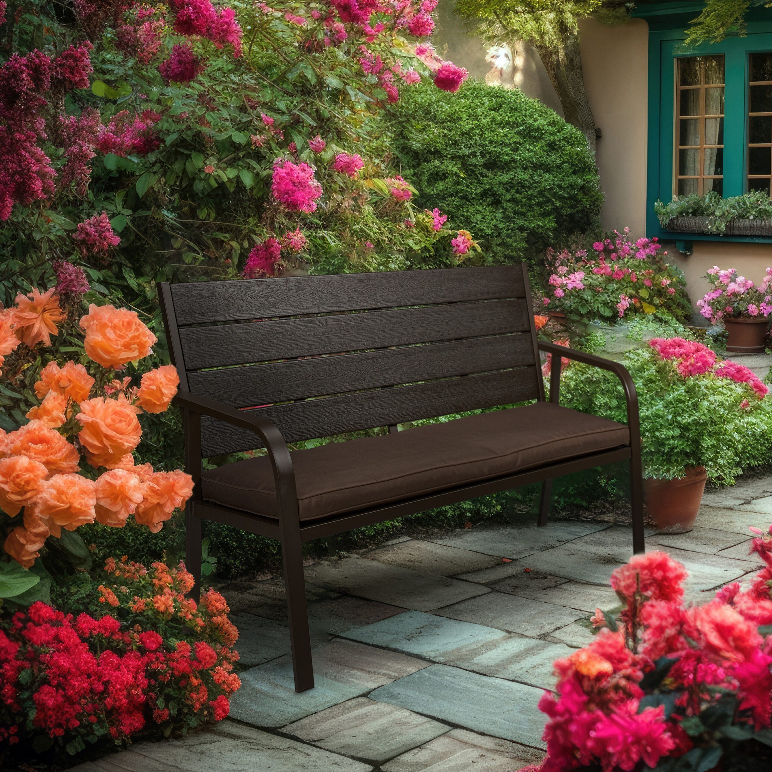 relaxdays Gartenbank mit Sitzauflage (1-St) günstig online kaufen