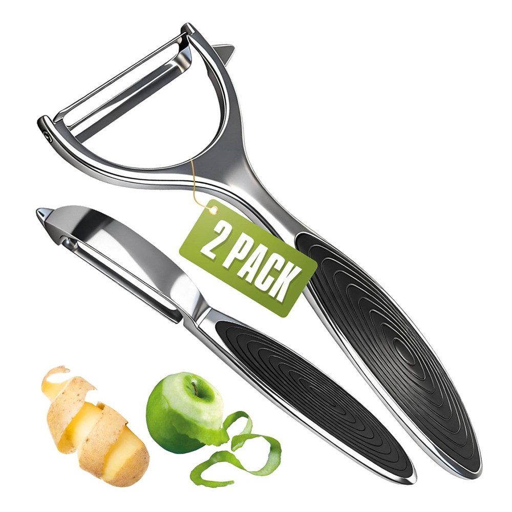 TUWENA Sparschäler 2Pcs Sparschäler Set, Edelstahl Y & I-förmiges Drehbares Gemüsemesser, Sparschäler Pendelklinge, mit rutschfesten Griff, für Gemüse & Obst