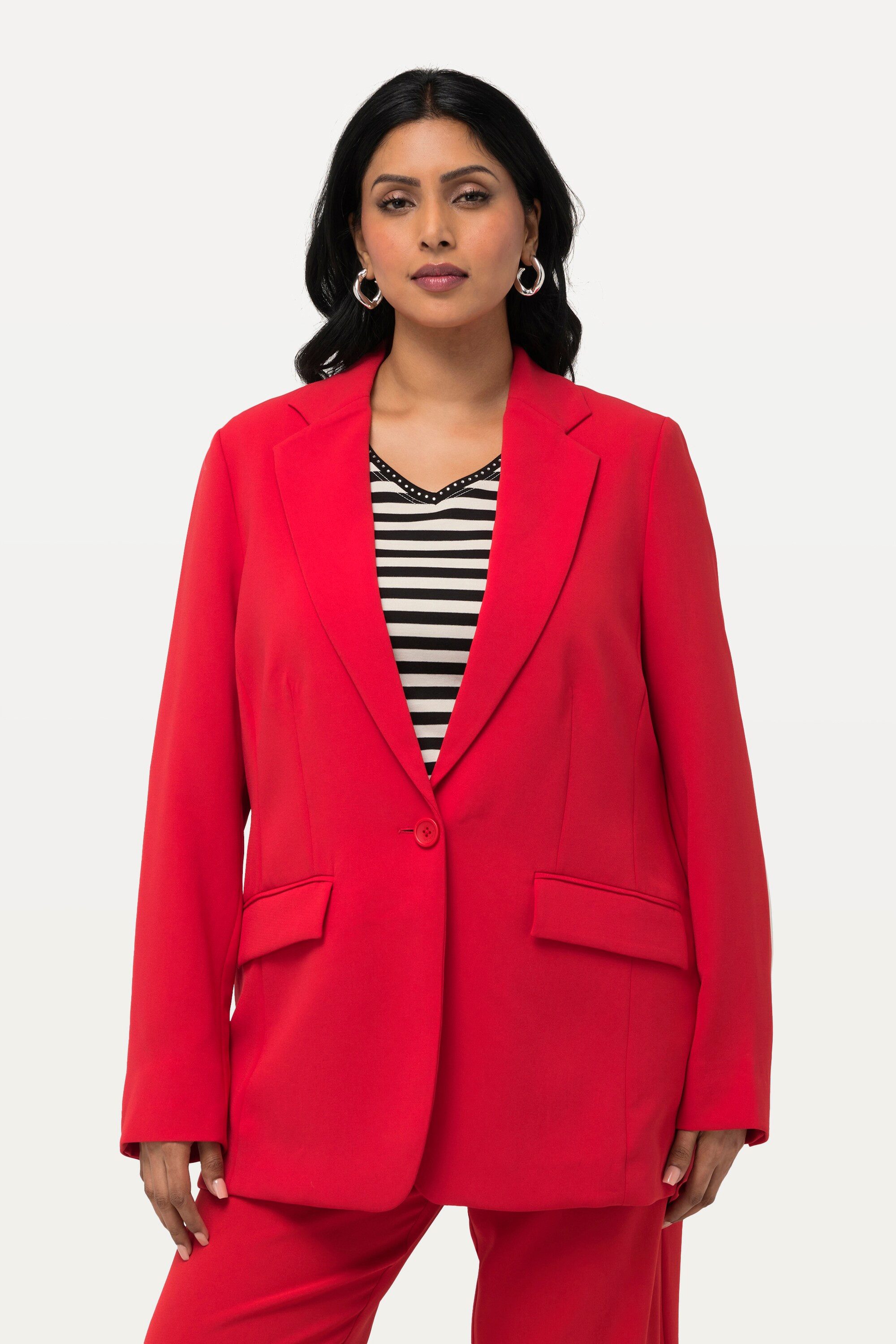 Ulla Popken Blusenblazer Blazer Acetat Reverskragen Knopfverschluss günstig online kaufen