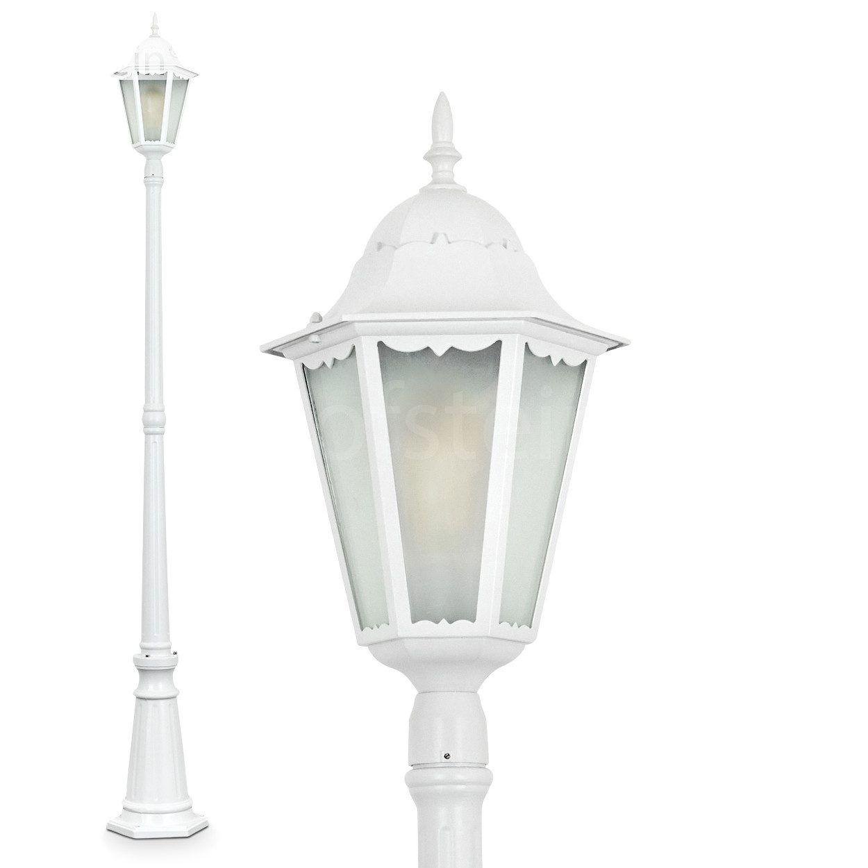 hofstein Pollerleuchte Wegeleuchte aus Metall/Glas in Weiß/Milchglas, ohne Leuchtmittel, Außenleuchte, Gartenbeleuchtung IP44, 1x E27, ohne Leuchtmittel