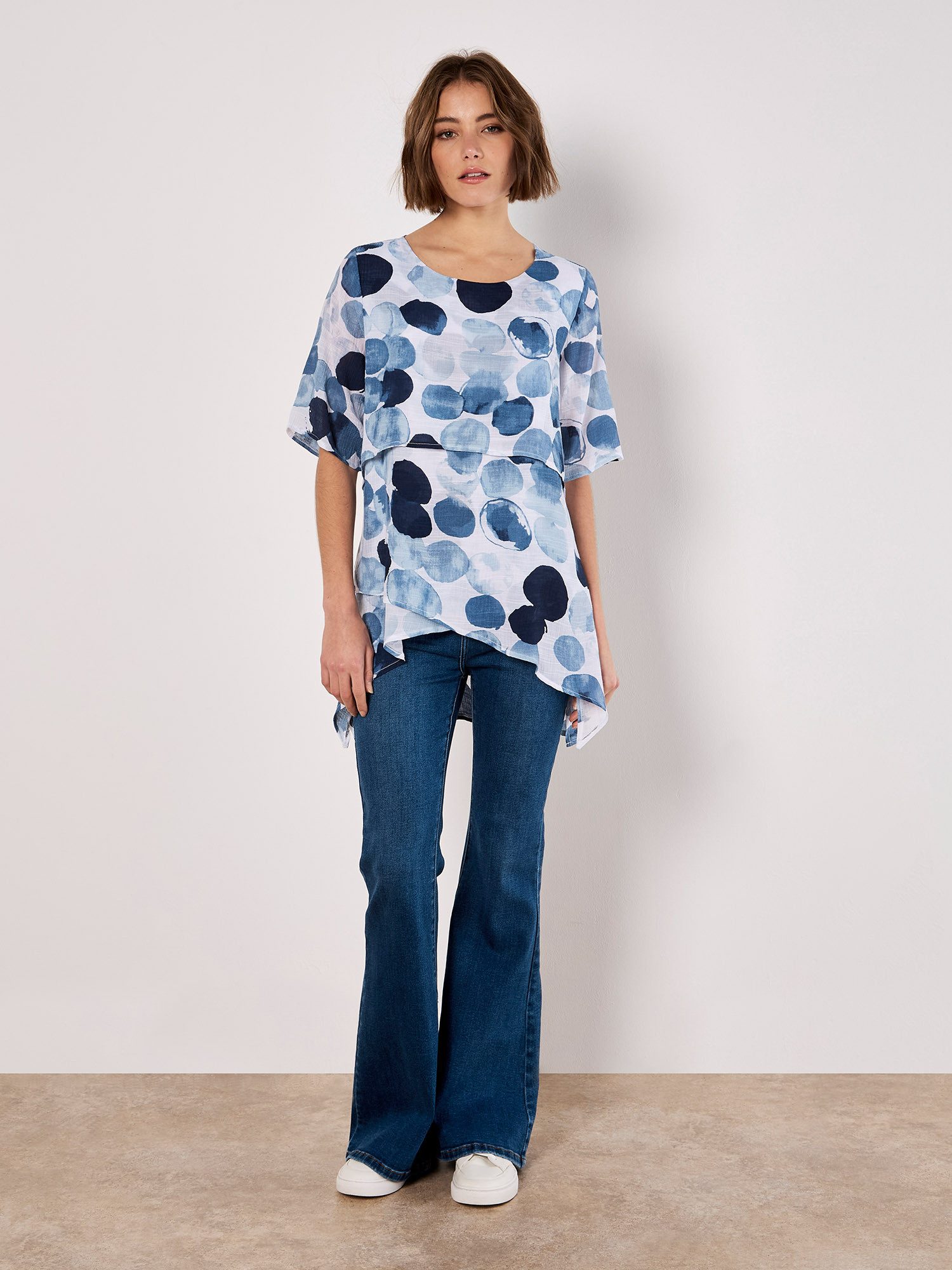 Apricot T-Shirt Paint Circles Tunika-Top mit Punktedruck günstig online kaufen