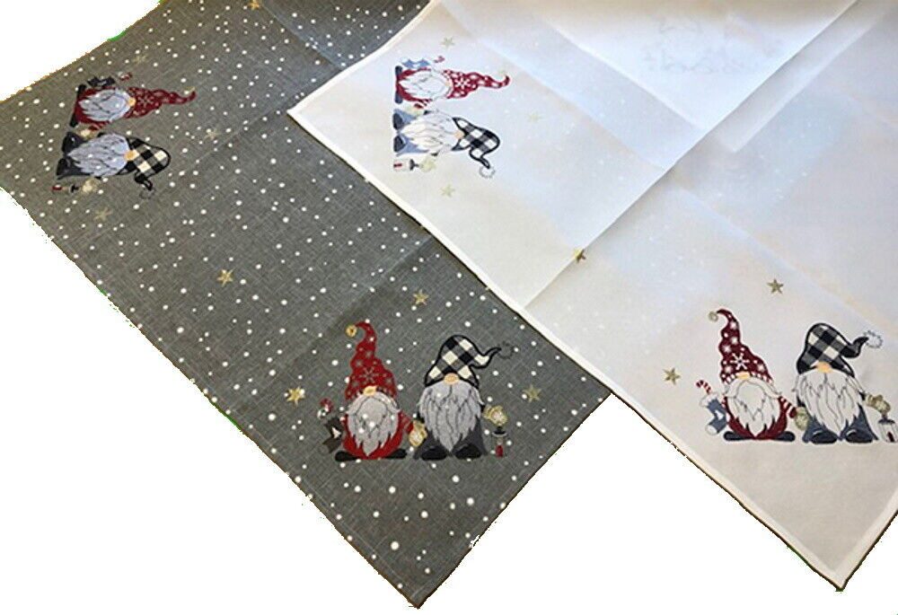 Tischdecke Tischwäsche mit Stickerei Wichtel Winter Weihnachten Deko