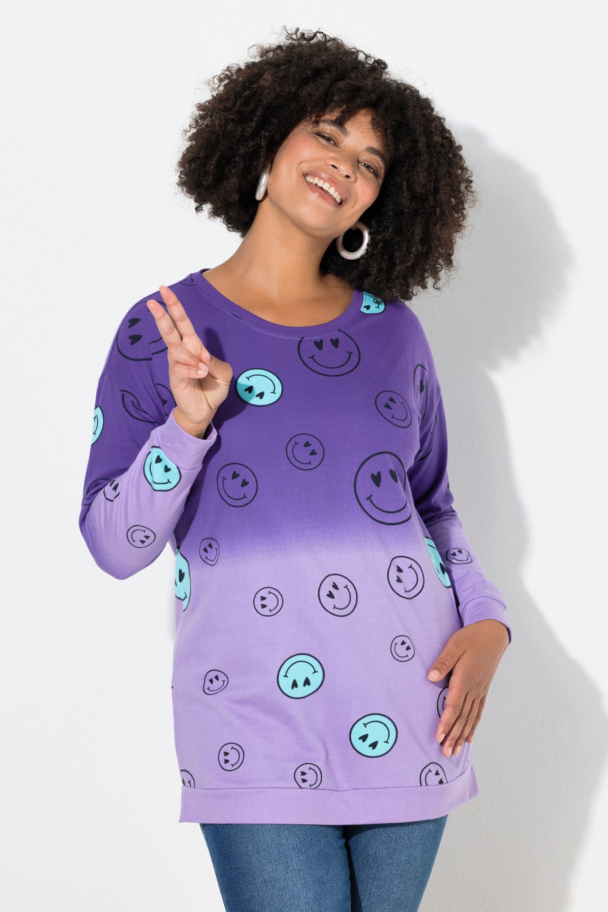 Angel of Style Sweatshirt Sweatshirt oversized Farbverlauf Smiley Langarm