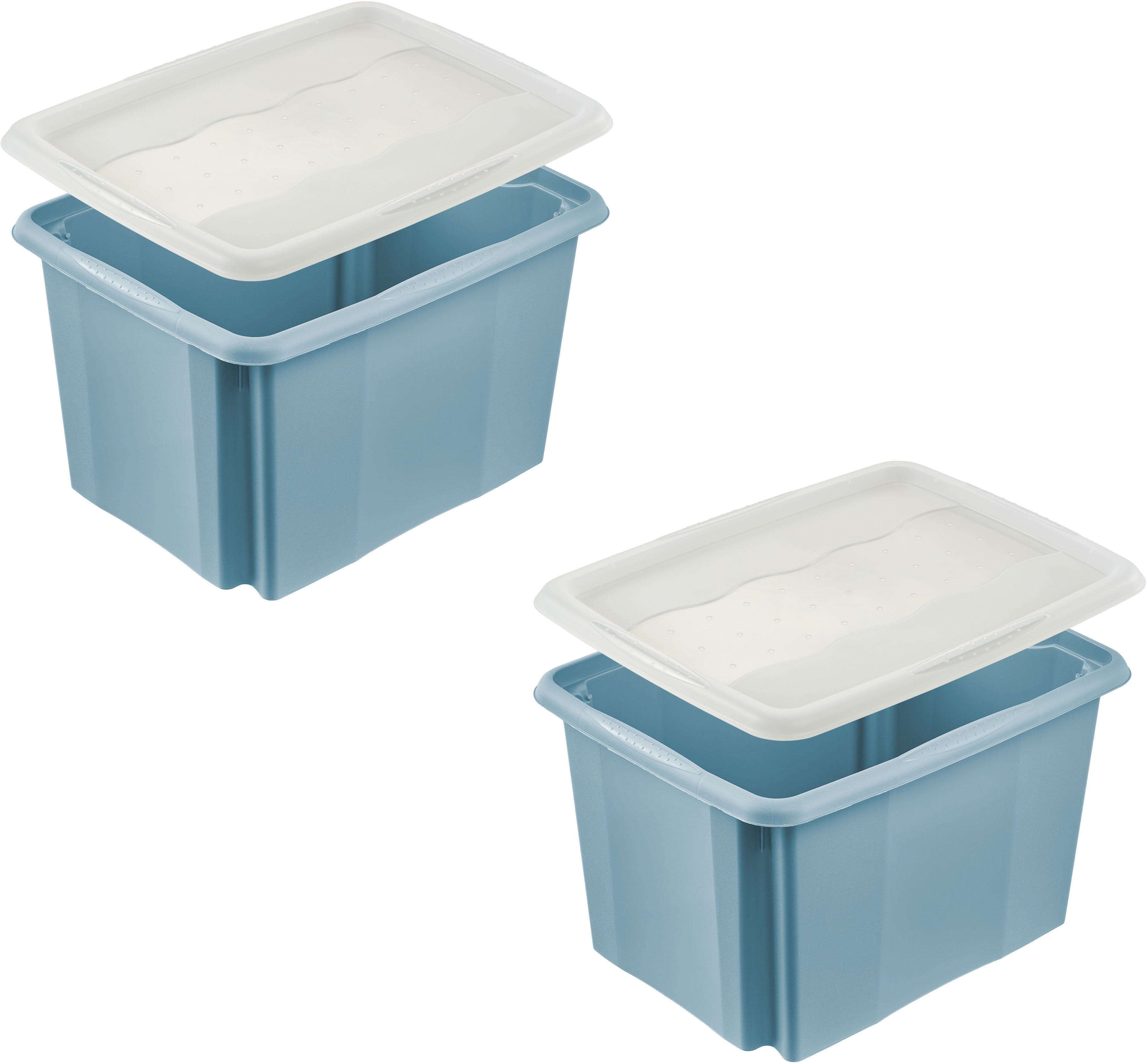 keeeper Aufbewahrungsbox Emil, Box mit Deckel, 2er Set, 30 L, 45 x 35 x 27 cm (Set, 2 St), ineinander und aufeinander stapelbar